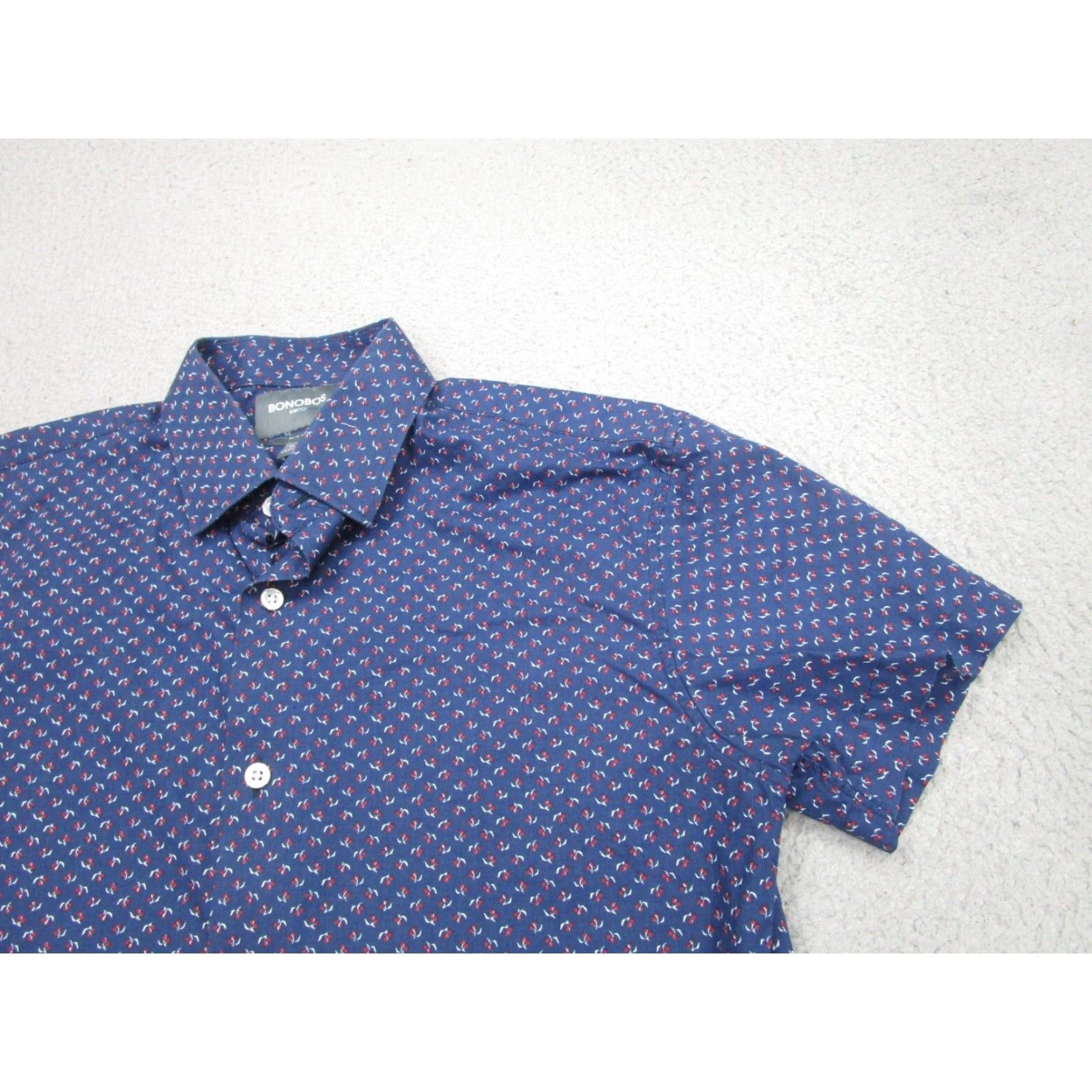 Bonobos VINTAGE Bonobos Men's Dress Shirt 15.5 Blue Red Cherry Polka Dot Casual Slim Button-up Size US M / EU 48-50 / 2 - 3 Thumbnail