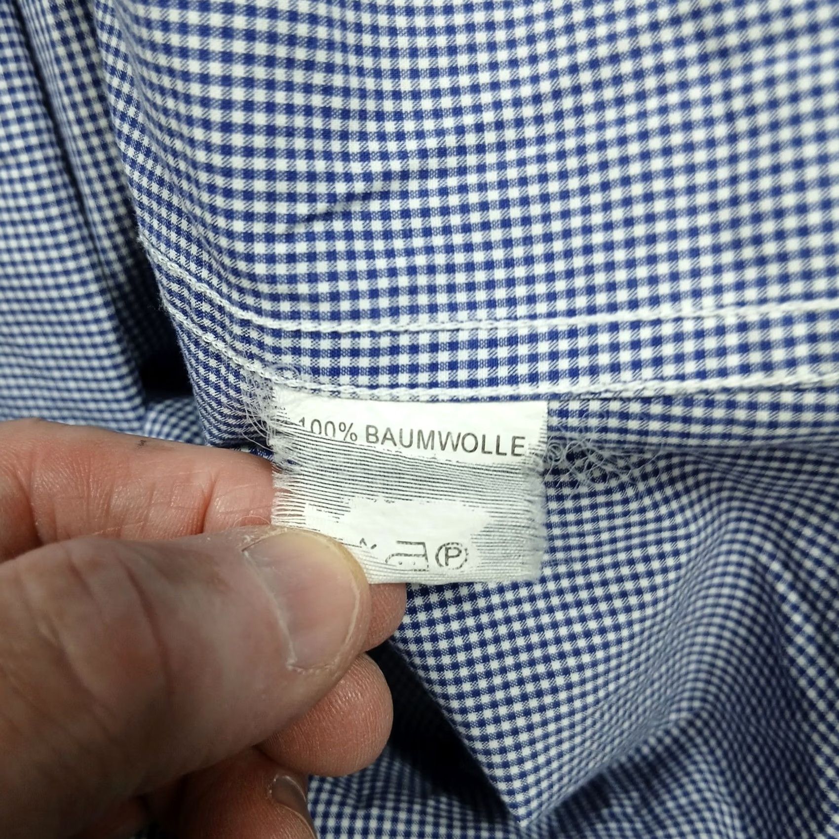 Vintage Mario Albini Dress Shirt Men's Blue Gingham Slim Fit Size 39 Cotton Made in Italy Size 40R - 6 Thumbnail