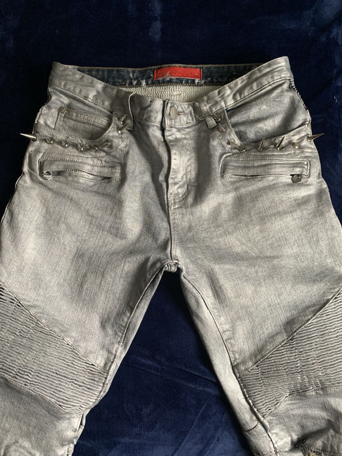 Other Custom Silver Biker Jeans Balmain Like 2000s Fashion Swag Size US 34 / EU 50 - 11 Thumbnail
