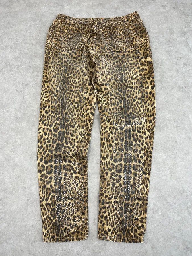 Roberto Cavalli 1990s Roberto Cavalli Brown Leopard Print Glitter Pants Size 27" / US 4 / IT 40 - 6 Thumbnail