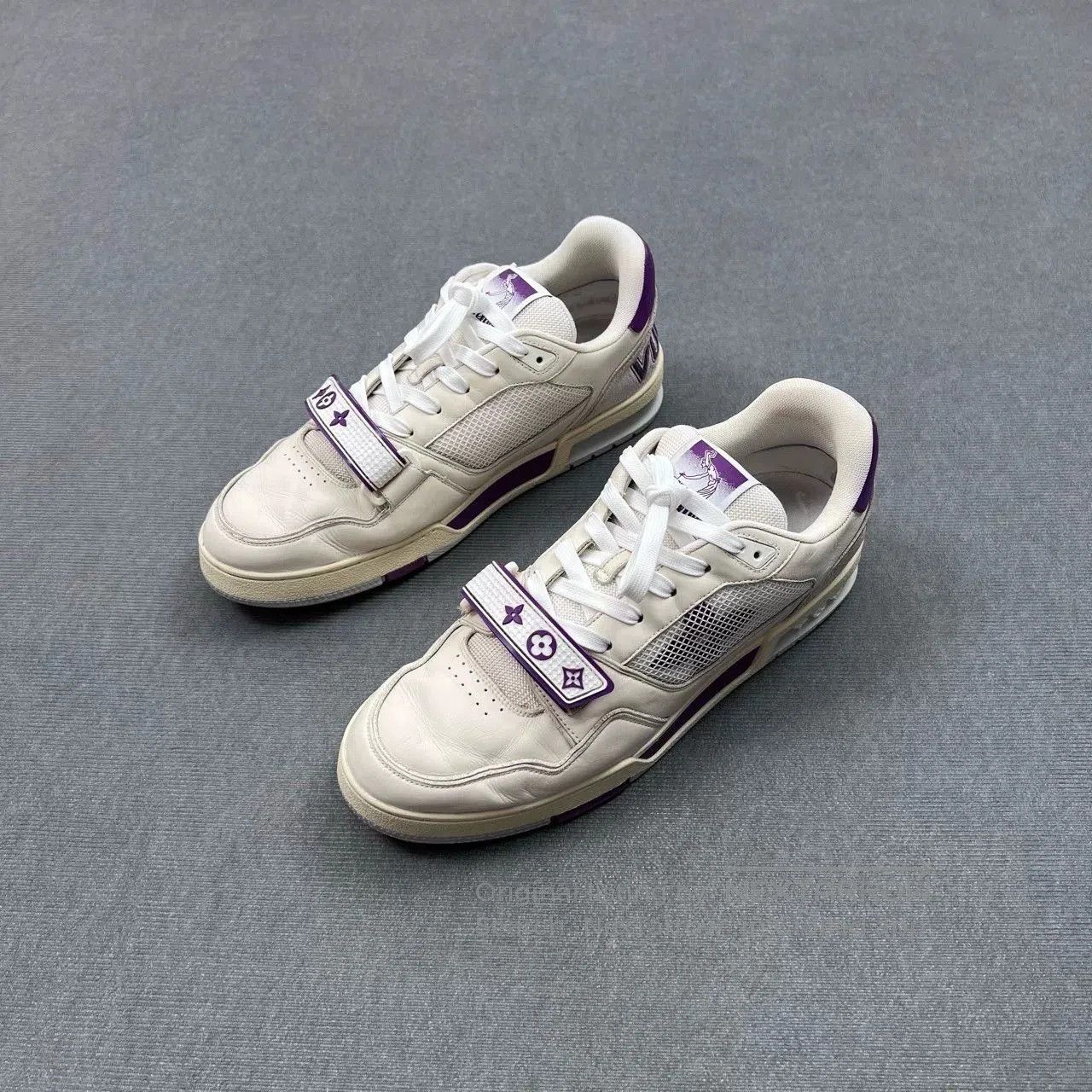 Louis Vuitton Louis Vuitton White Purple Trainer Velcro Sneakers. Size US 10 / EU 43 - 1 Thumbnail