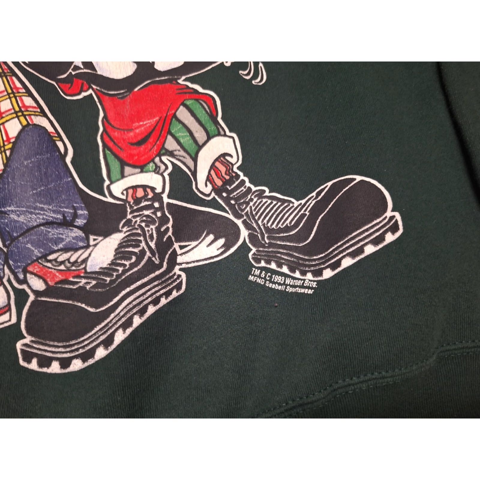 Vintage VINTAGE Looney Tunes Sweatshirt 90s Bugs Bunny Taz Wile E Coyote Green L Pullover Unisex Adults Hip Hop Graphic Print Size US L / EU 52-54 / 3 - 5 Thumbnail