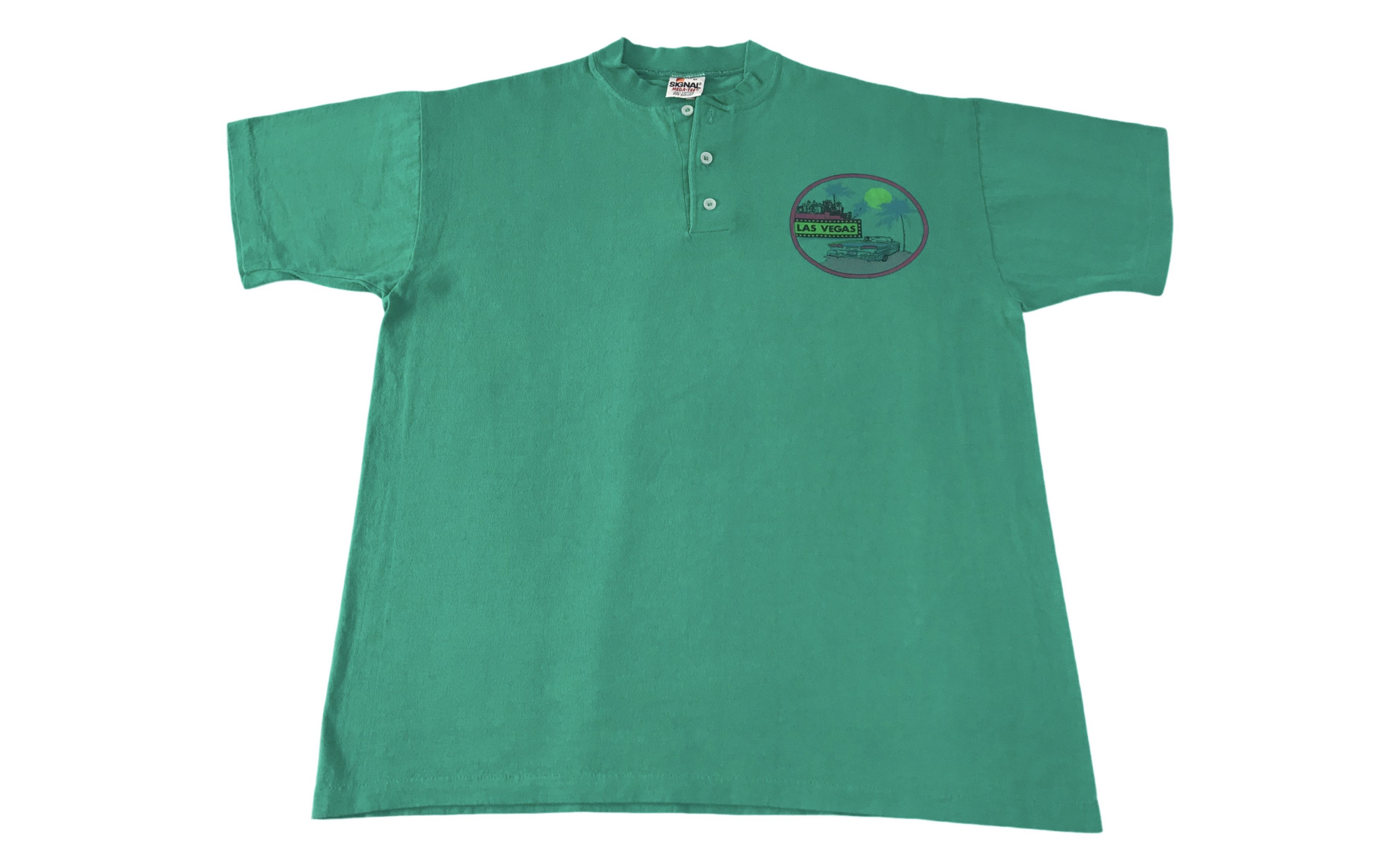 Vintage 90s Las Vegas Ocean Sent Soul Henley Neck Big Graphic Screen Size US L / EU 52-54 / 3 - 2 Thumbnail