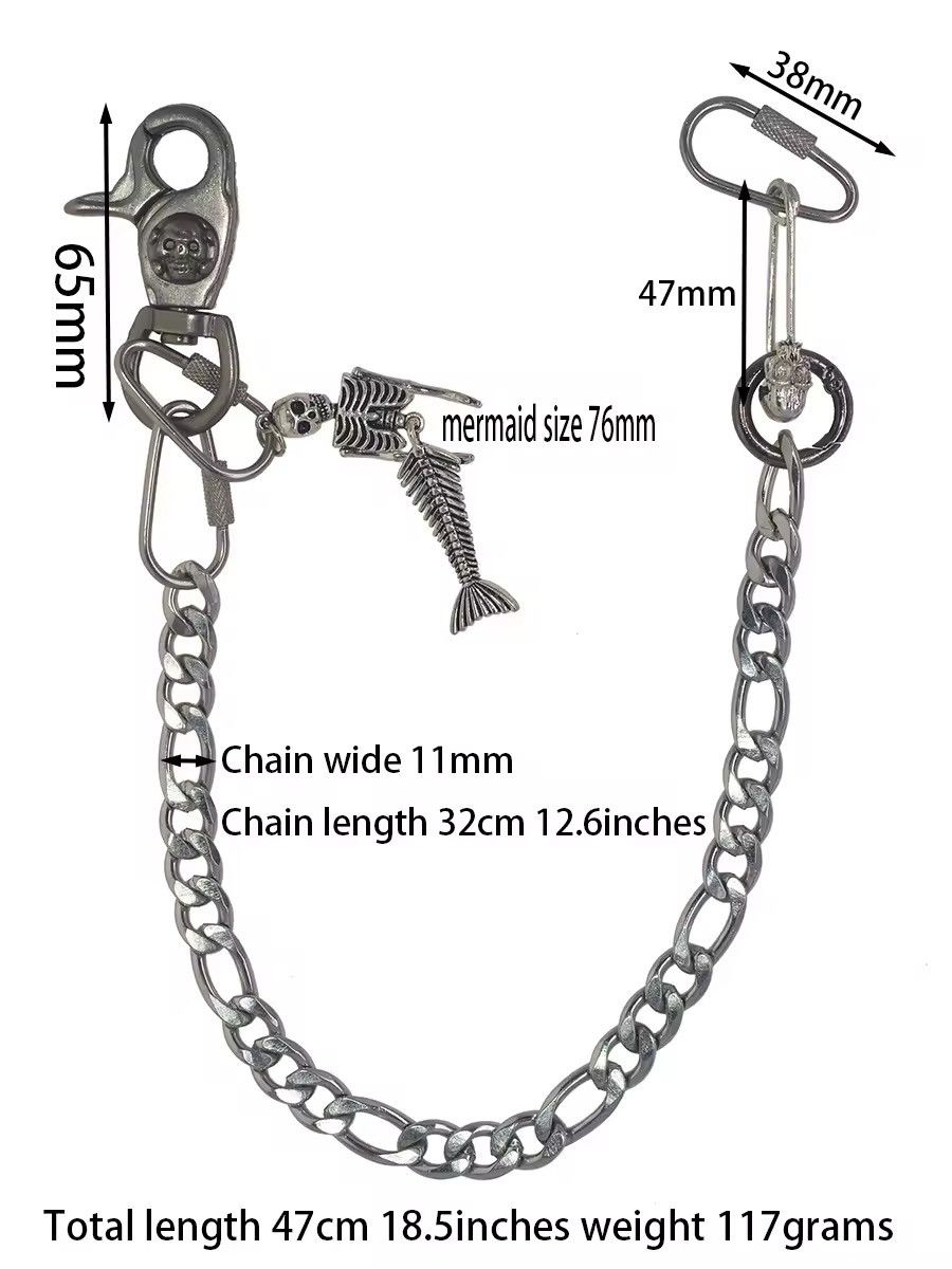 Jewelry Punk 12 inch Short Gunmetal Wallet Chain Size ONE SIZE - 5 Thumbnail