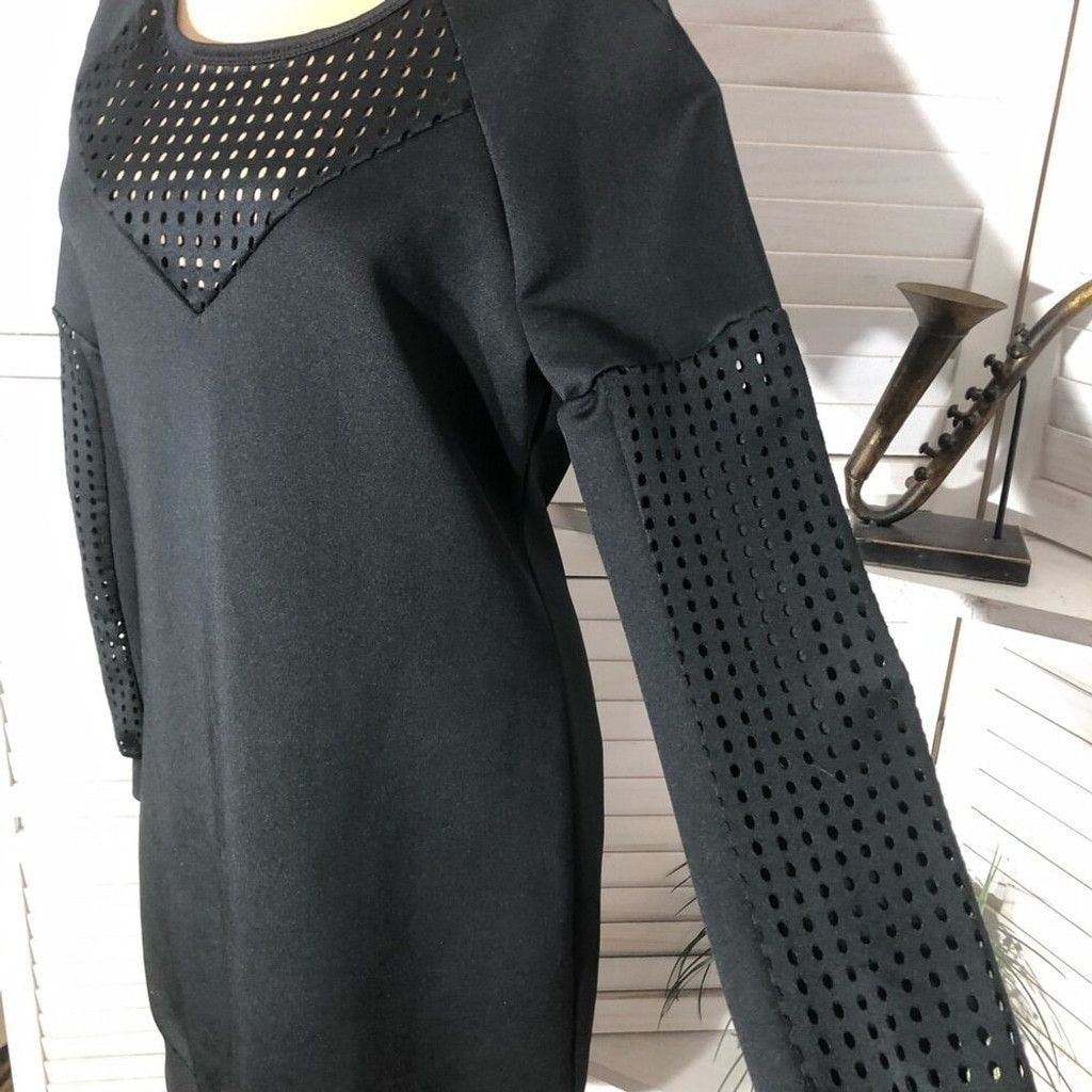 Fabletics Fabletics Sweatshirt Mini Dress black mesh Knee Length S Size S / US 4 / IT 40 - 9 Thumbnail
