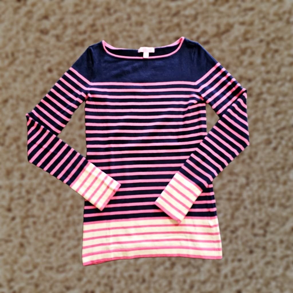 Lilly Pulitzer Lilly Pulitzer Sweater Top Womens S Blue Striped Lightweight Casual Preppy Knits Pullover Shirt Size S / US 4 / IT 40 - 1 Thumbnail