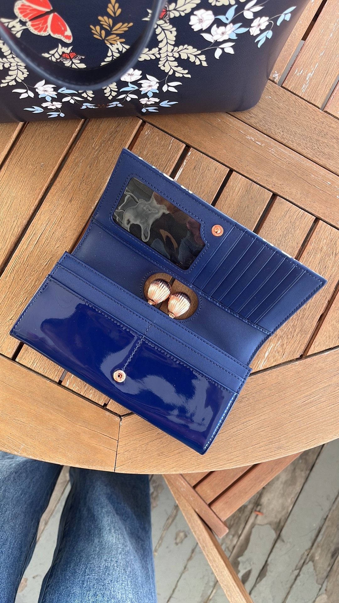 Ted Baker Ted Baker Navy blue floral handbag with matching wallet Size ONE SIZE - 5 Thumbnail