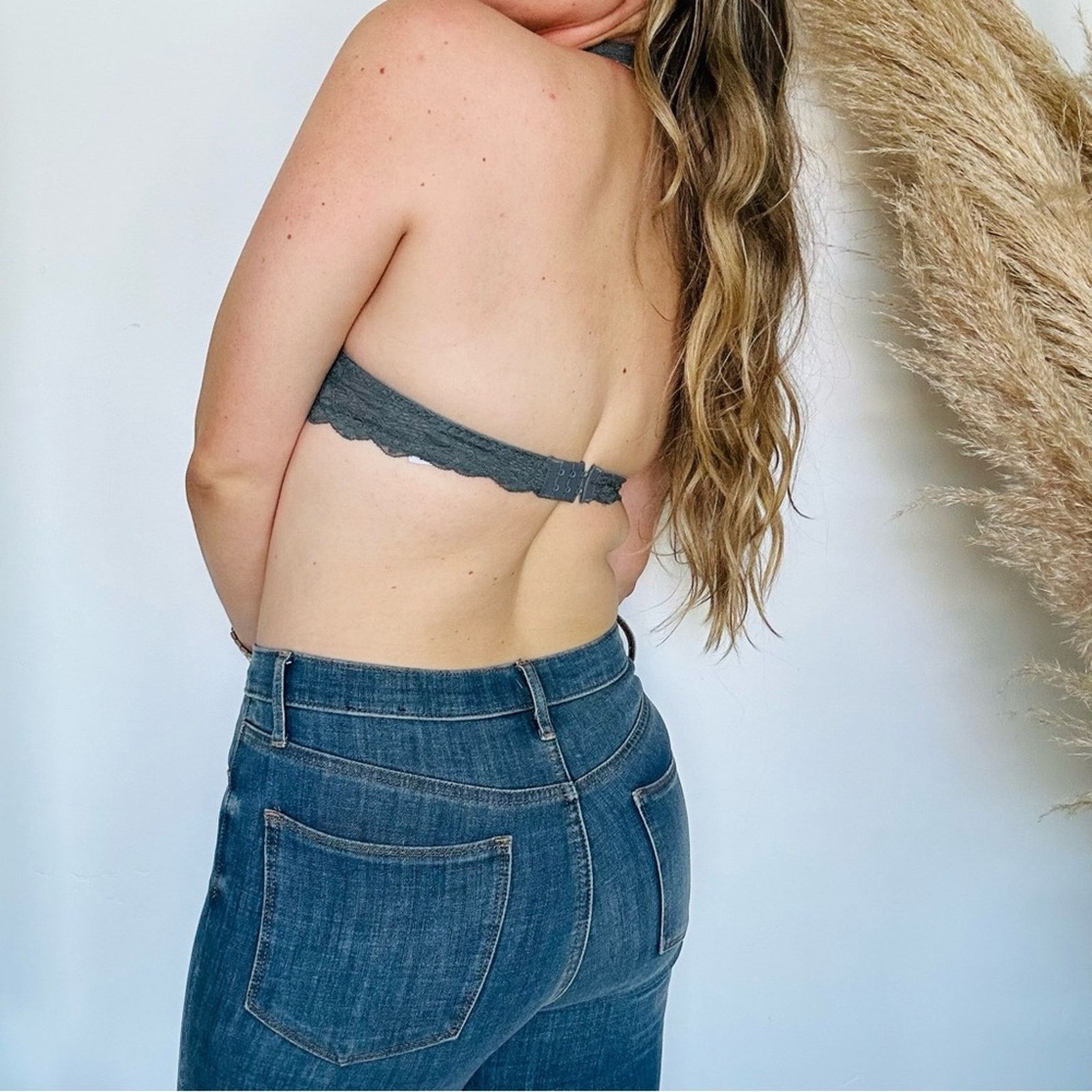 Free People FP FREE PEOPLE Grey Lace Halter Tank Sheer Bra Bralette Size S / US 4 / IT 40 - 4 Thumbnail