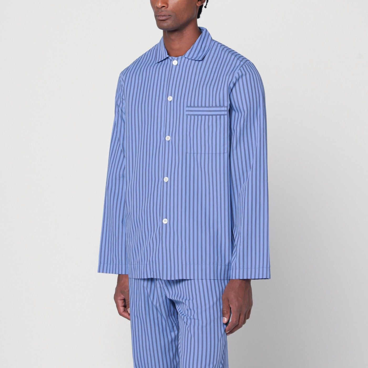Tekla Tekla Striped Blue Pyjama Shirt Size US M / EU 48-50 / 2 - 1 Thumbnail