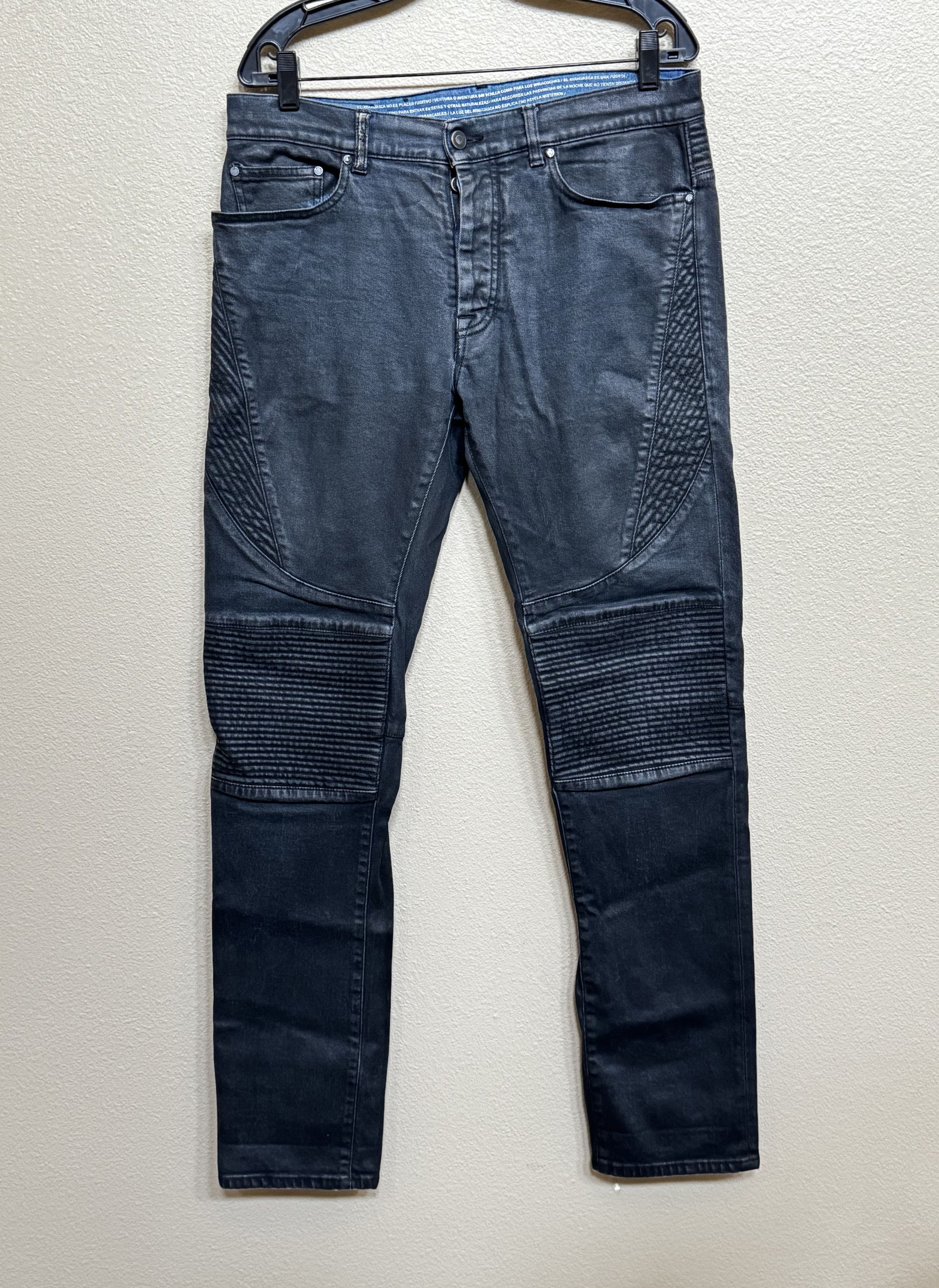 Marcelo Burlon Washed Black Denim Ribbed Knee Jeans Size 34