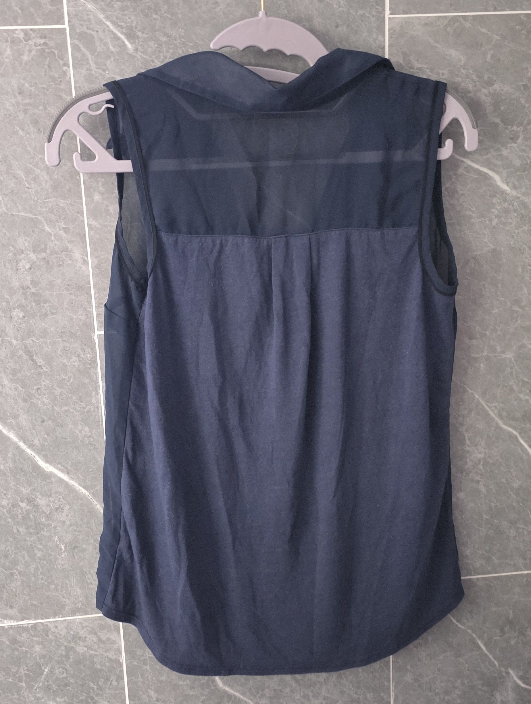Vera Wang Princess Vera Wang Blue Tank Top Blouse Sheer Rose Collar XS Size XS / US 0-2 / IT 36-38 - 2 Thumbnail