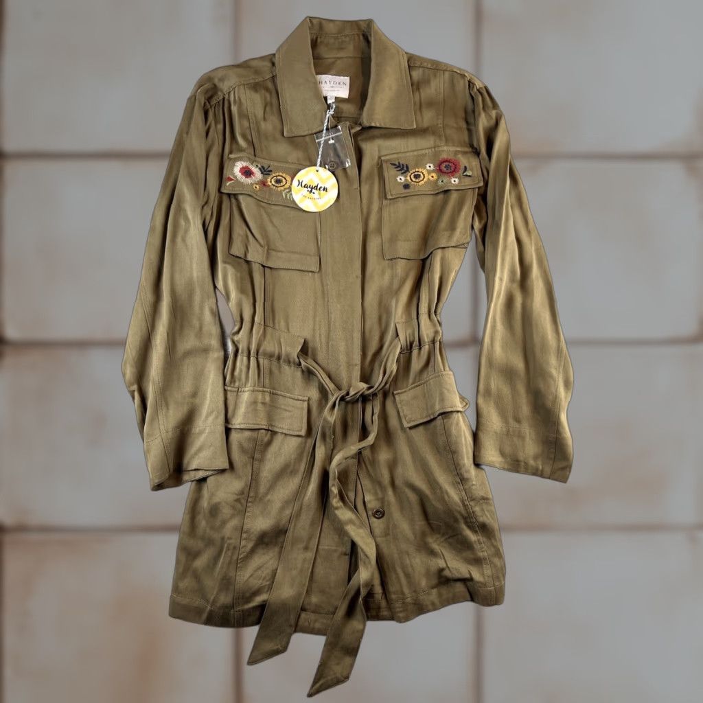 Olive Hayden Shirt Womens S Olive Embroidered Boho Cargo Jacket Size S / US 4 / IT 40 - 1 Thumbnail