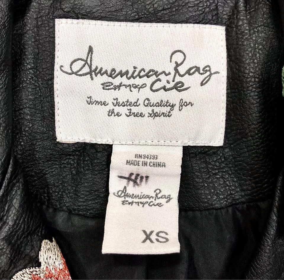American Rag Chic Floral Embroidered Black Biker Jacket Size XS / US 0-2 / IT 36-38 - 5 Thumbnail