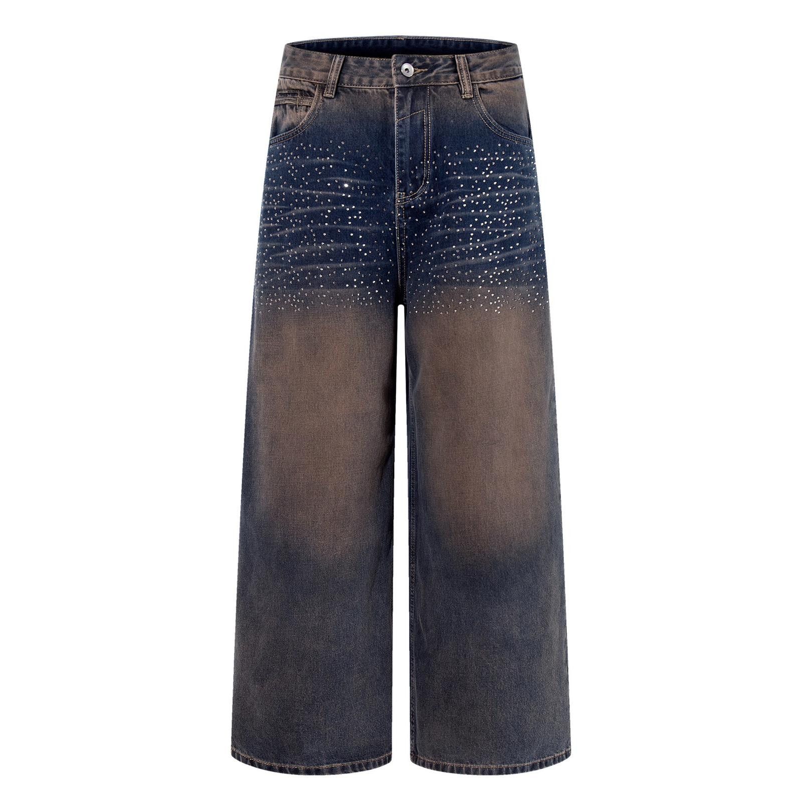 Vintage Wide Leg Baggy Denim Jeans, Studded Baggy Jeans Size 28" / US 6 / IT 42 - 6 Thumbnail
