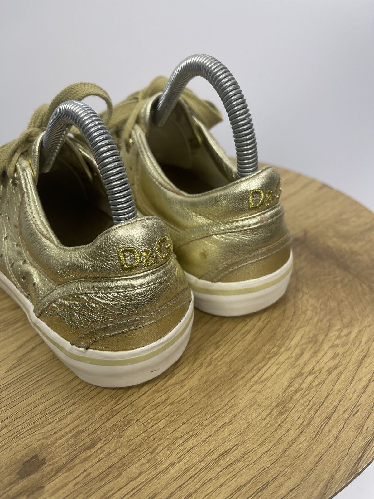Dolce & Gabbana Dolce Gabbana Shoes Size 37.5 Leather Gold Sneakers US 5.5 Size US 7.5 / IT 37.5 - 4 Thumbnail