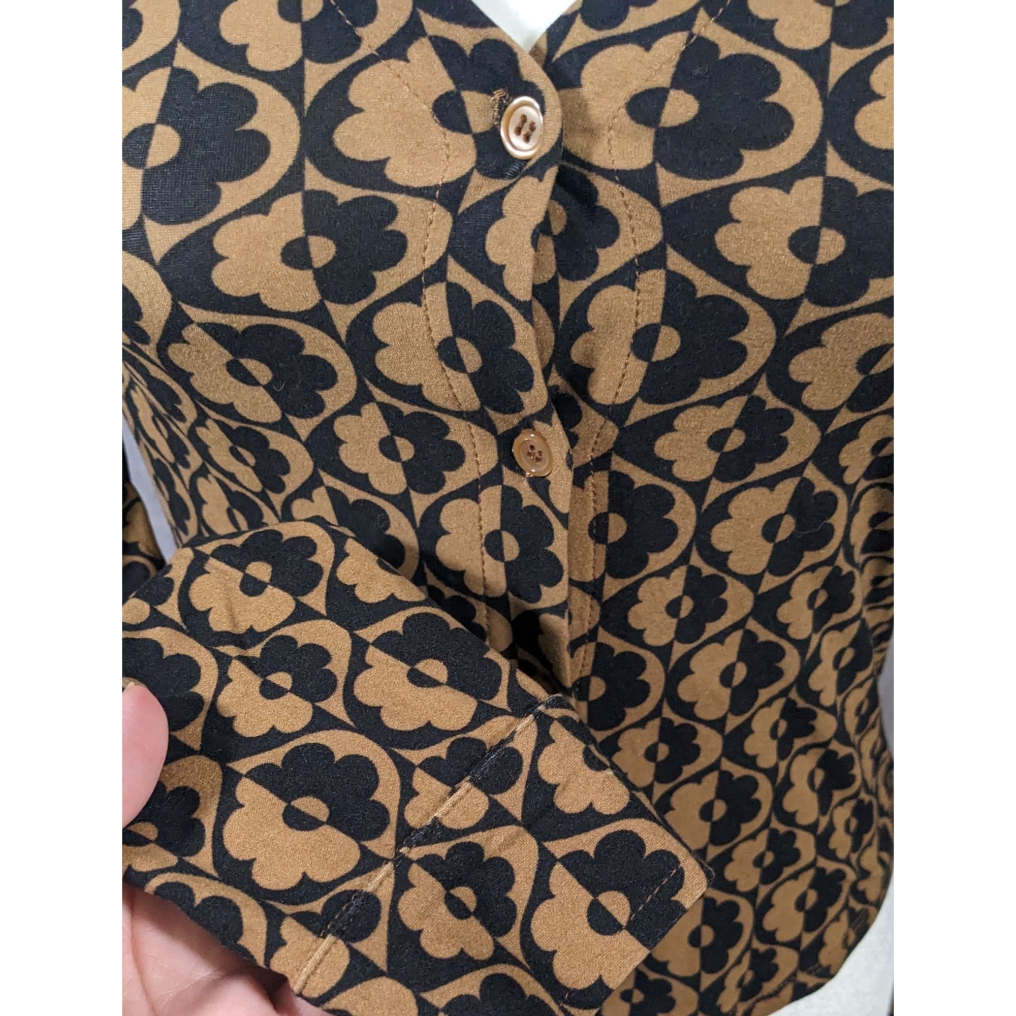 Other Retro Black And Brown Floral Button Down Top by No Boundarie Size S / US 4 / IT 40 - 6 Thumbnail