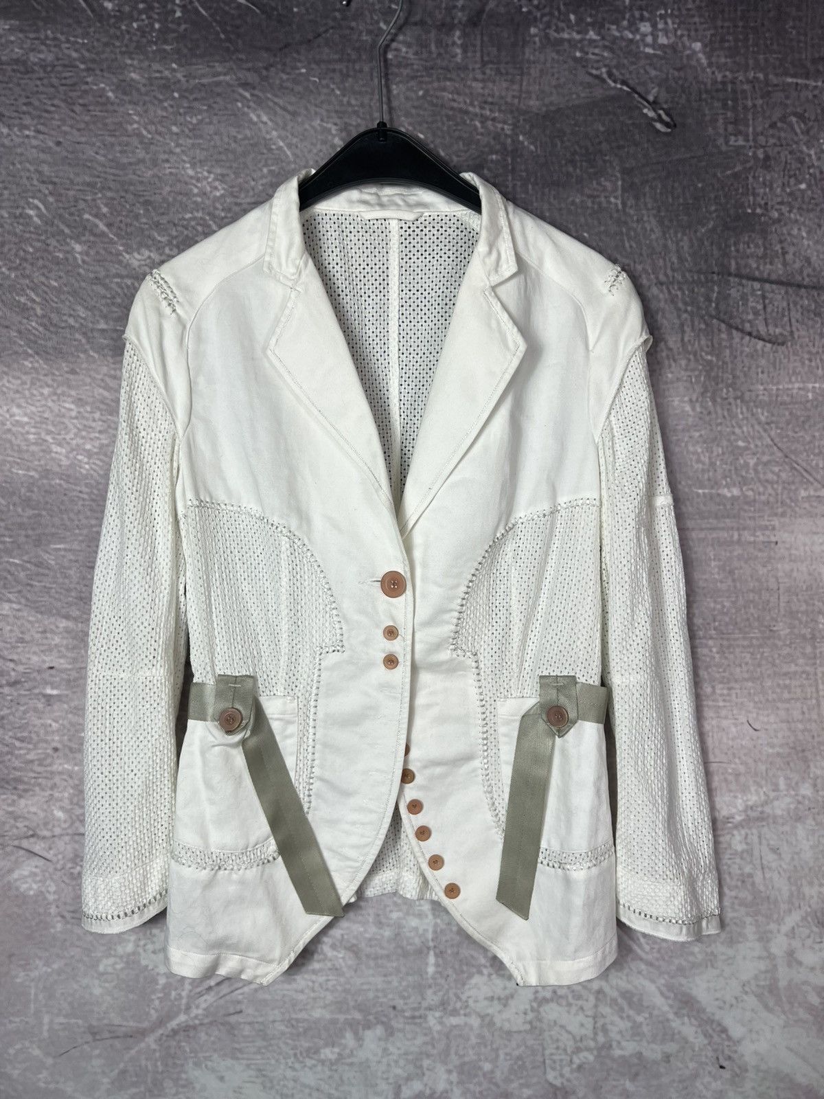 Marithe + Francois Girbaud M+FG Archive Mesh Web Paneled Utility Blazer Jacket Size M / US 6-8 / IT 42-44 - 3 Thumbnail