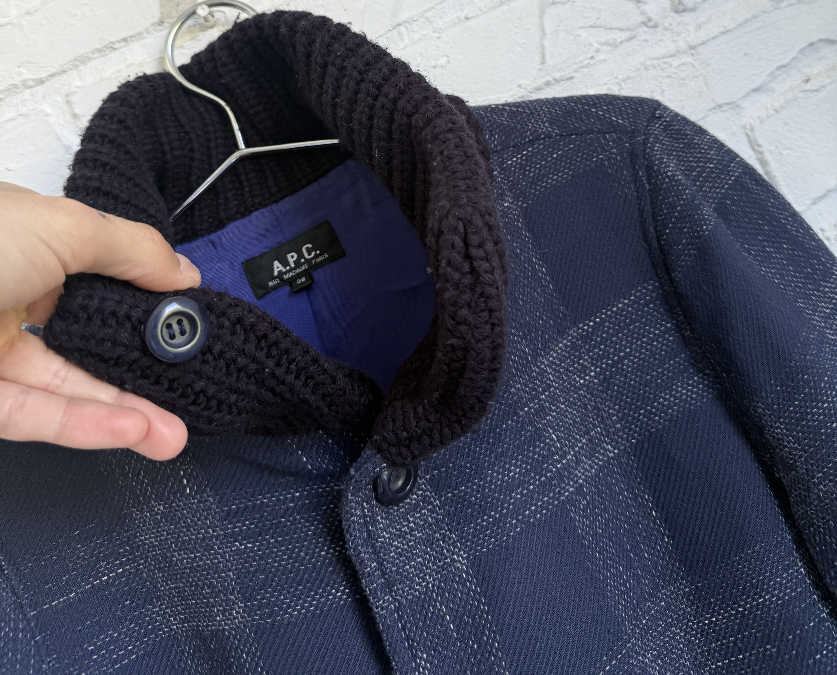 A.P.C. A.P.C. Rue Madame Paris Wool Plaid Knit Collar Jacket Size M / US 6-8 / IT 42-44 - 9 Thumbnail