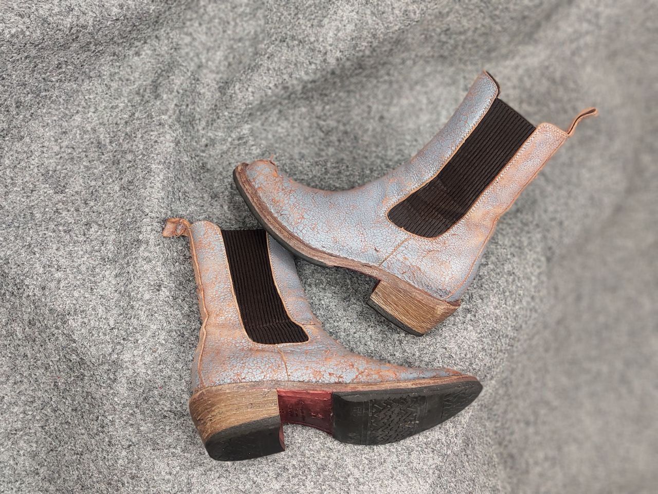 MoMA Moma Italy Design crackle aged western leather pull on boots Size US 5 / IT 35 - 16 Thumbnail