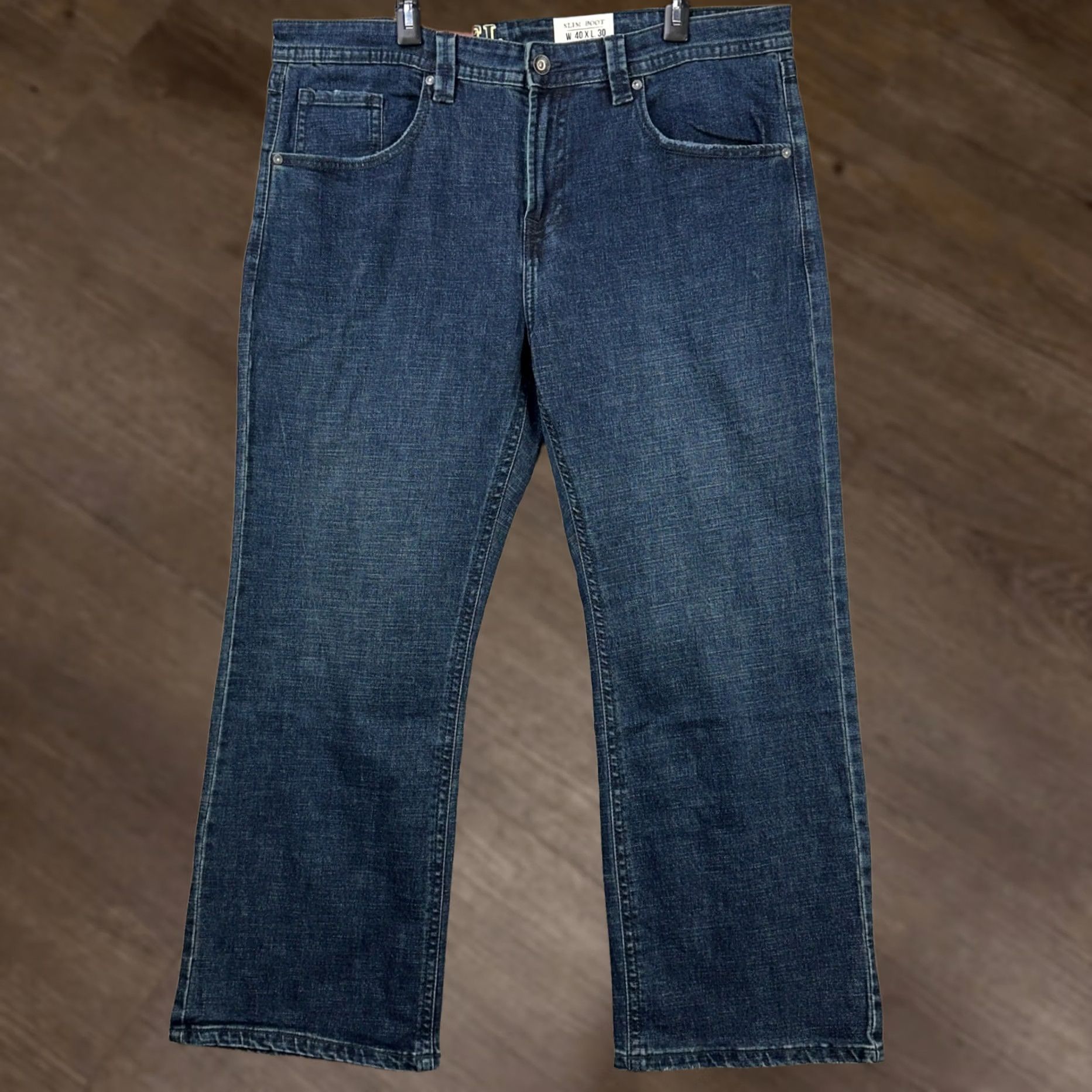 Denime T.K. Axel Jeans Slim Boot Mens 40X30 Blue Dark Washed 5 Pocket Denim NEW Size US 40 / EU 56 - 1 Thumbnail