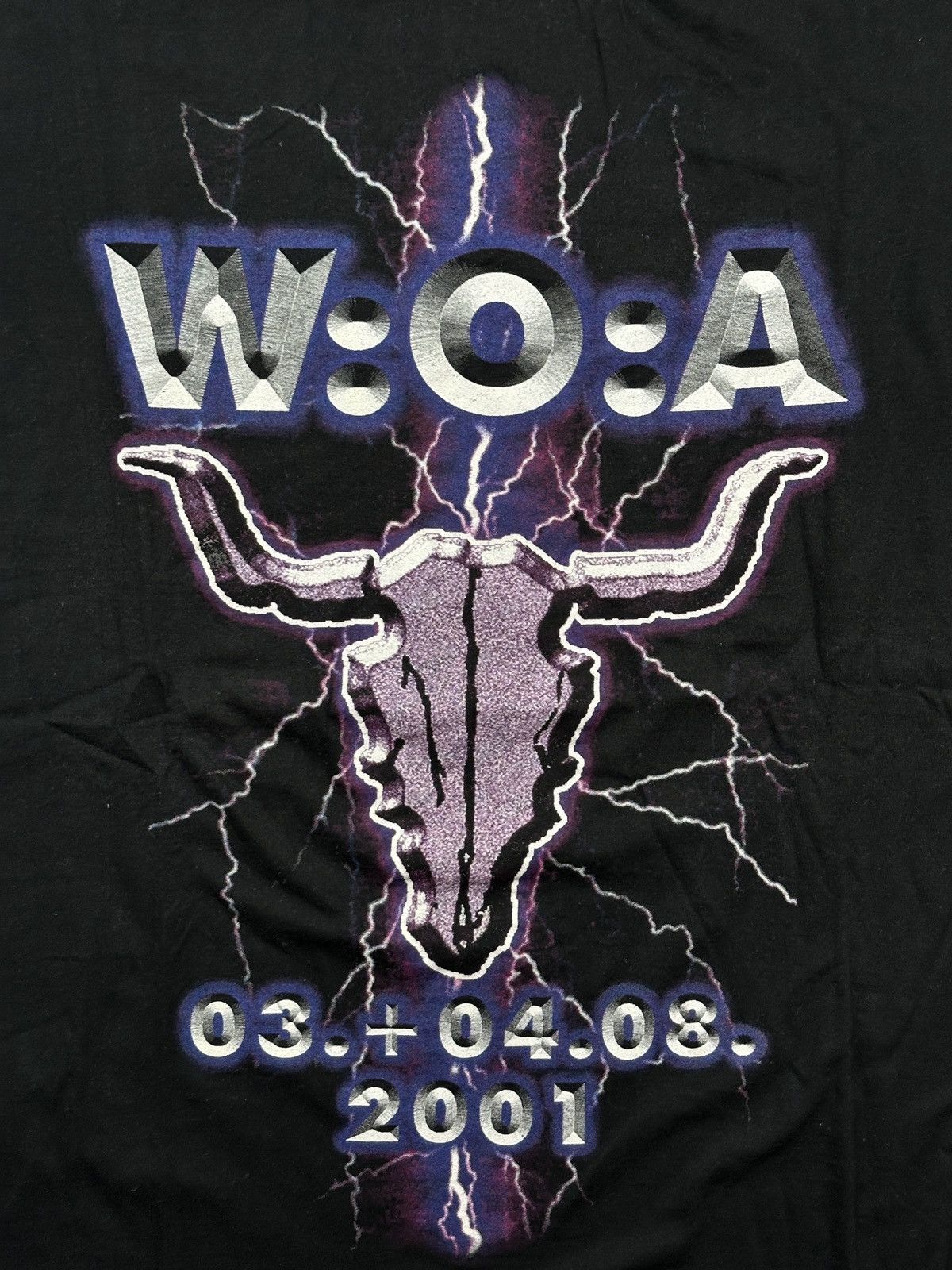 Vintage Vintage Wacken Open Air 2001 Lightning Skull Metal T Shirt Size US XL / EU 56 / 4 - 5 Thumbnail