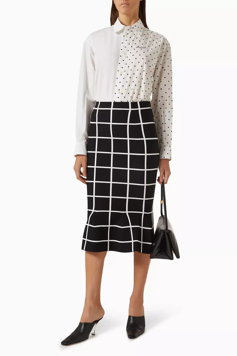 Marni o1y1125 Patterned Shirt in White/Black Size M / US 6-8 / IT 42-44 - 2 Thumbnail