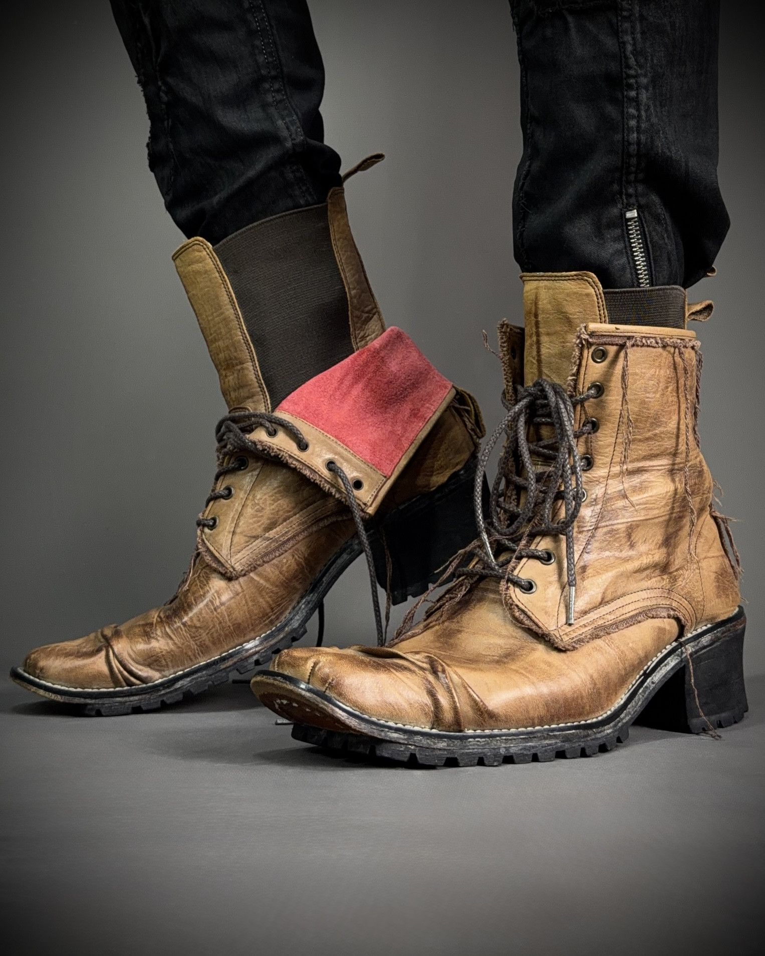 Roen Hiromu Takahara Distressed Raw Edge Leather Boots | Grailed