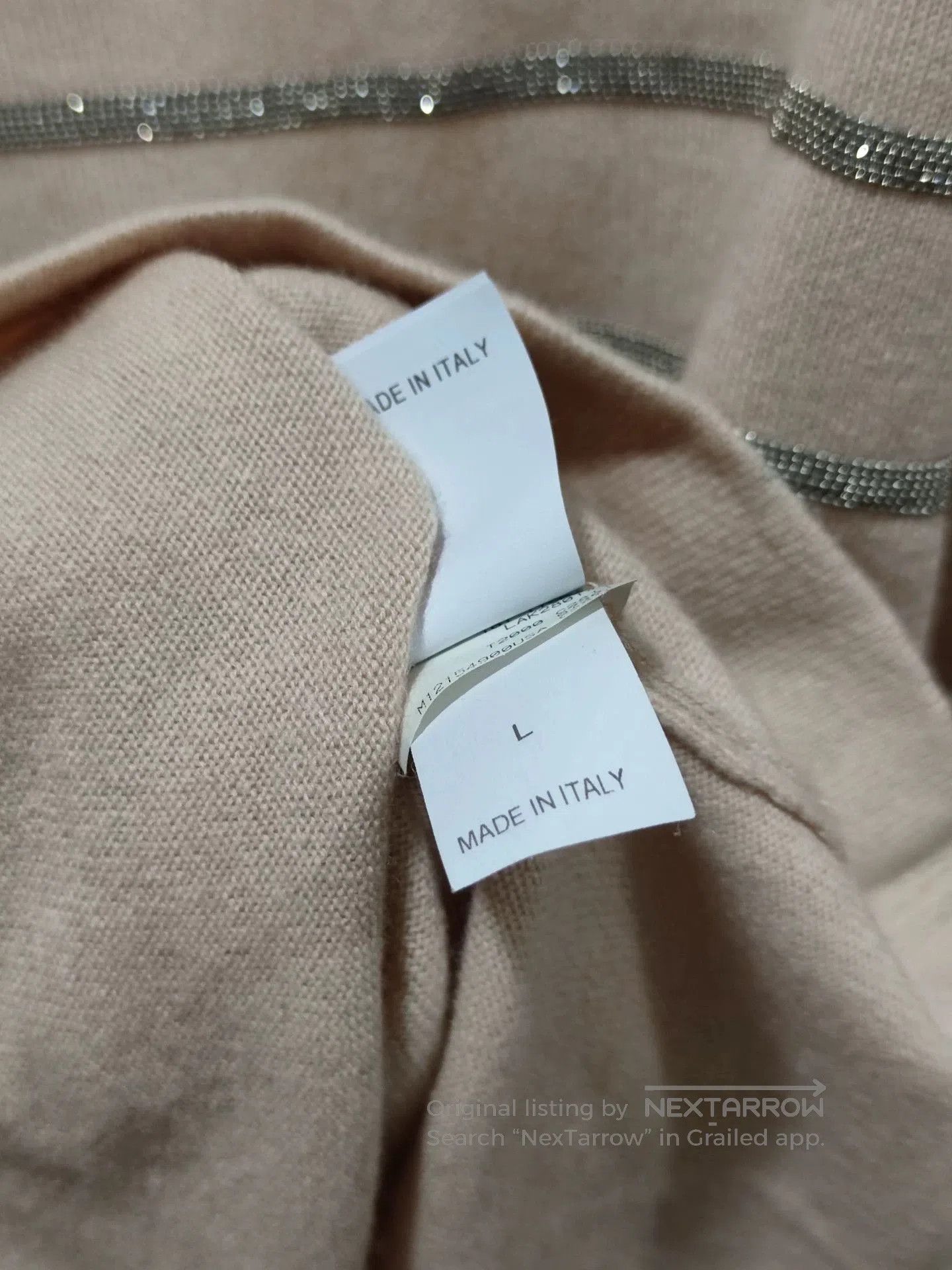 Brunello Cucinelli Brunello Cucinelli Cashmere Beaded Sweater T. Size US L / EU 52-54 / 3 - 7 Thumbnail