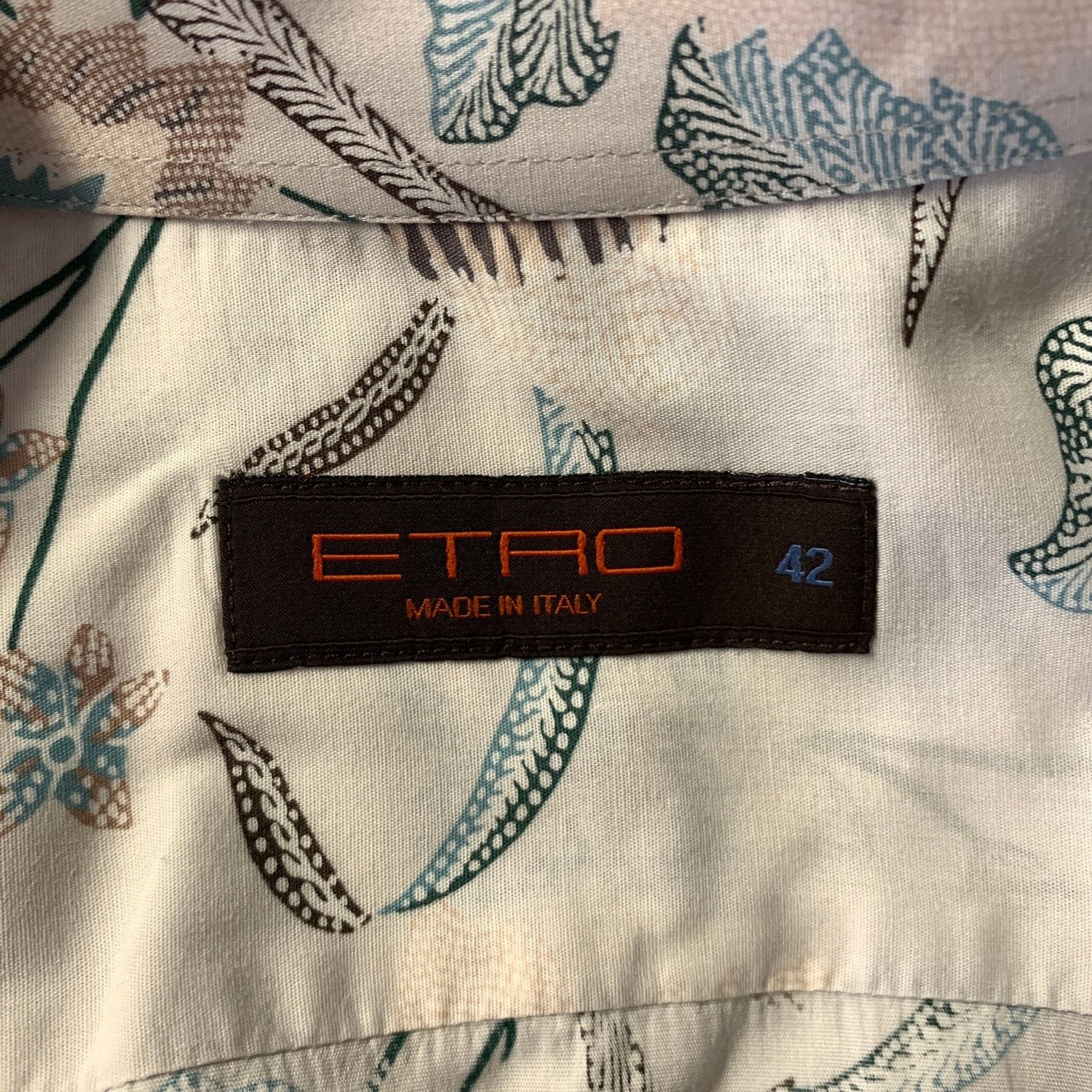 Etro ETRO Size XL White Blue Brown Floral Long Sleeve Shirt Size US XL / EU 56 / 4 - 5 Thumbnail
