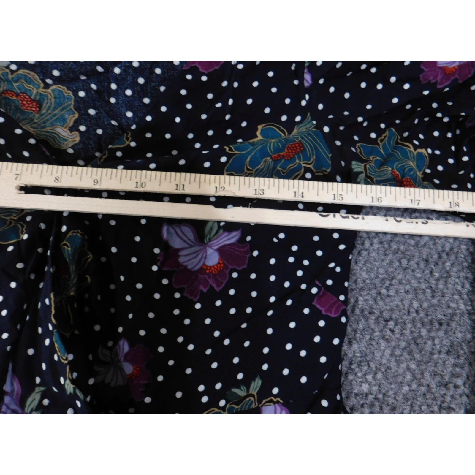 Loft LOFT Shirt Womens XS Petite Navy Blue Polka Dot Floral Wrap Tie Waist V Neck Puff Sleeve Button Ruffle Lightweight Blouse Size XS / US 0-2 / IT 36-38 - 6 Thumbnail
