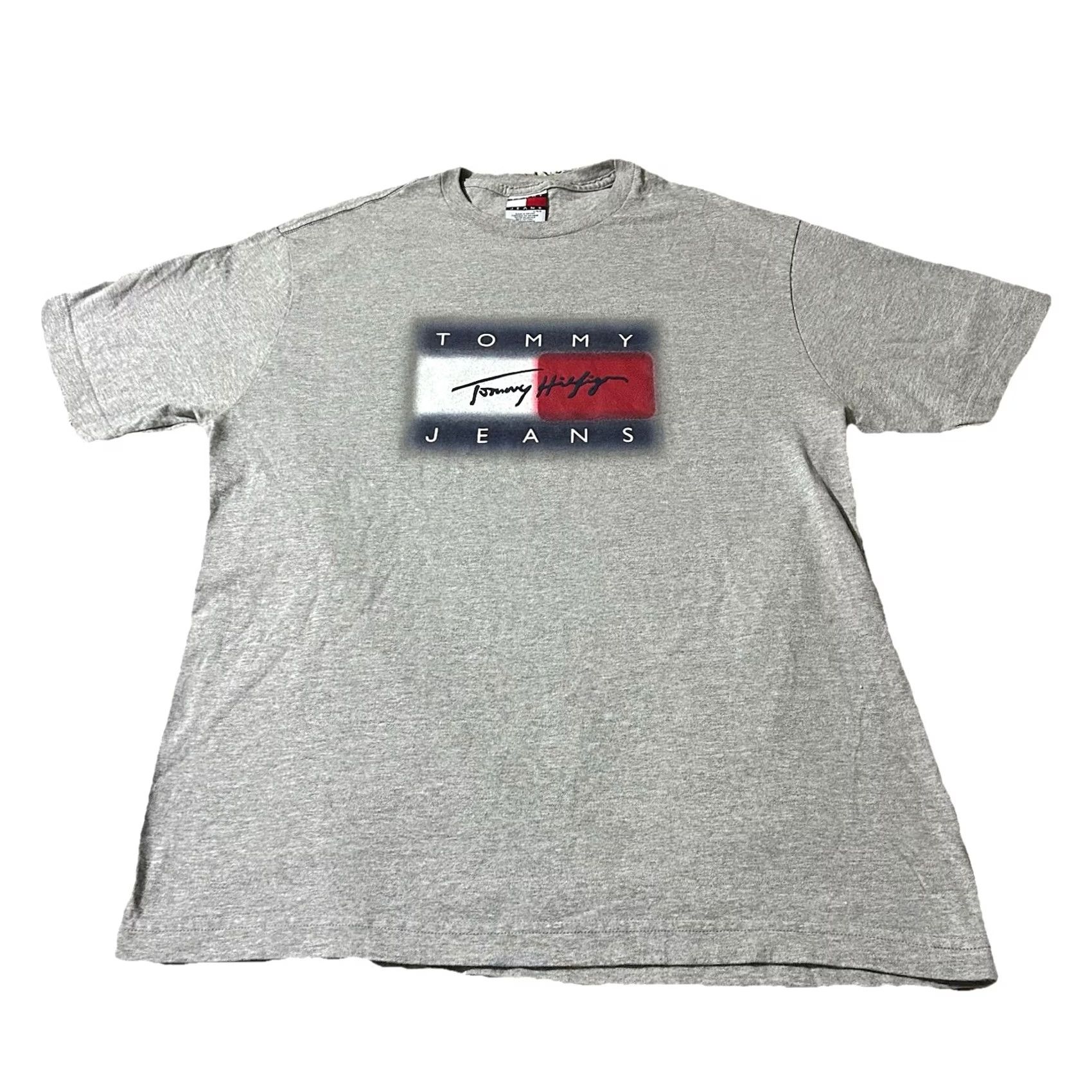 Tommy Hilfiger VINTAGE Tommy Hilfiger Tommy Jeans Flag Shirt L Mens Gray Size US L / EU 52-54 / 3 - 2 Thumbnail