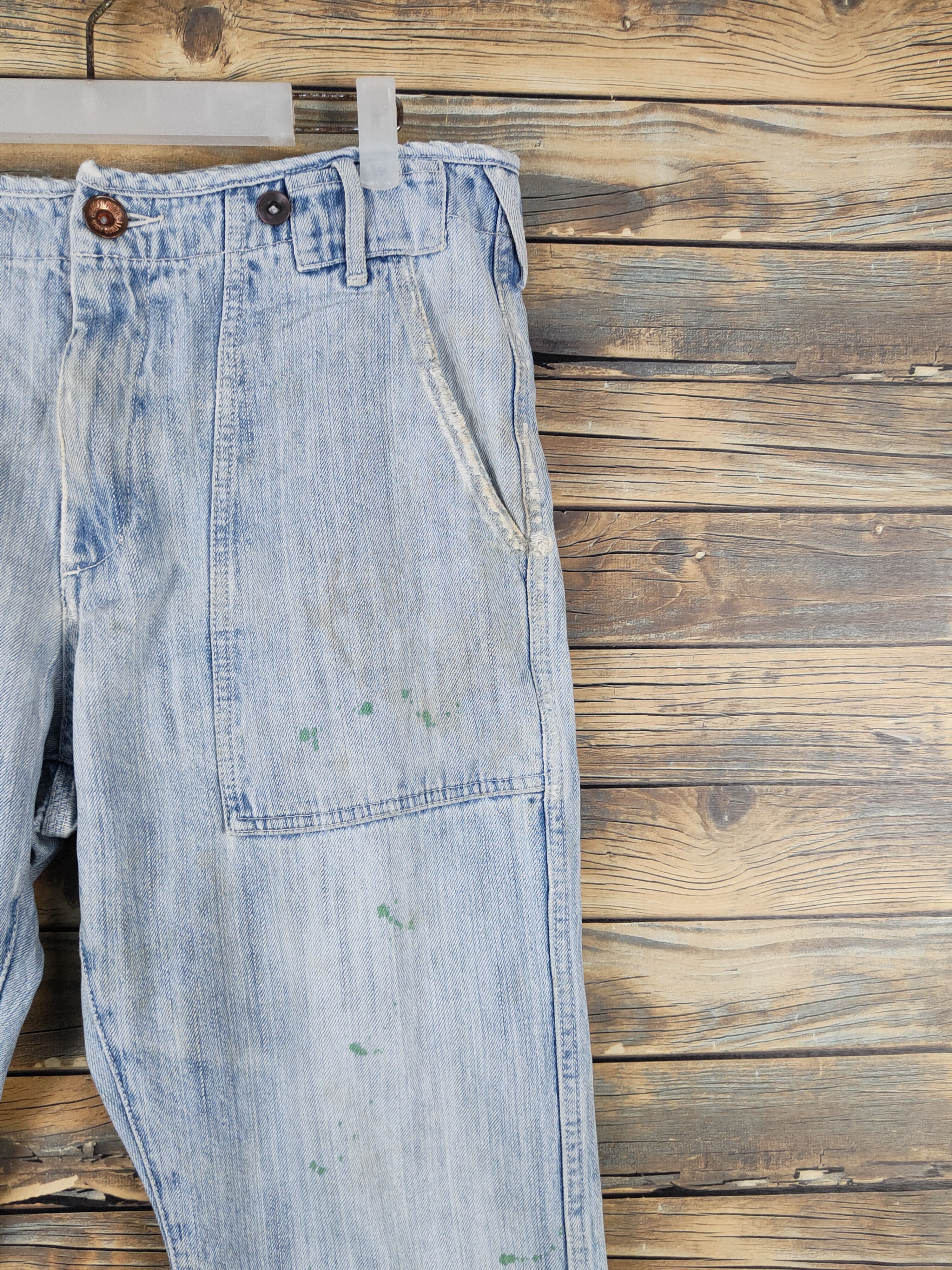 Global Work Global Work Light Blue Distressed Ripped denim Jeans #W1488 Size US 33 - 5 Thumbnail