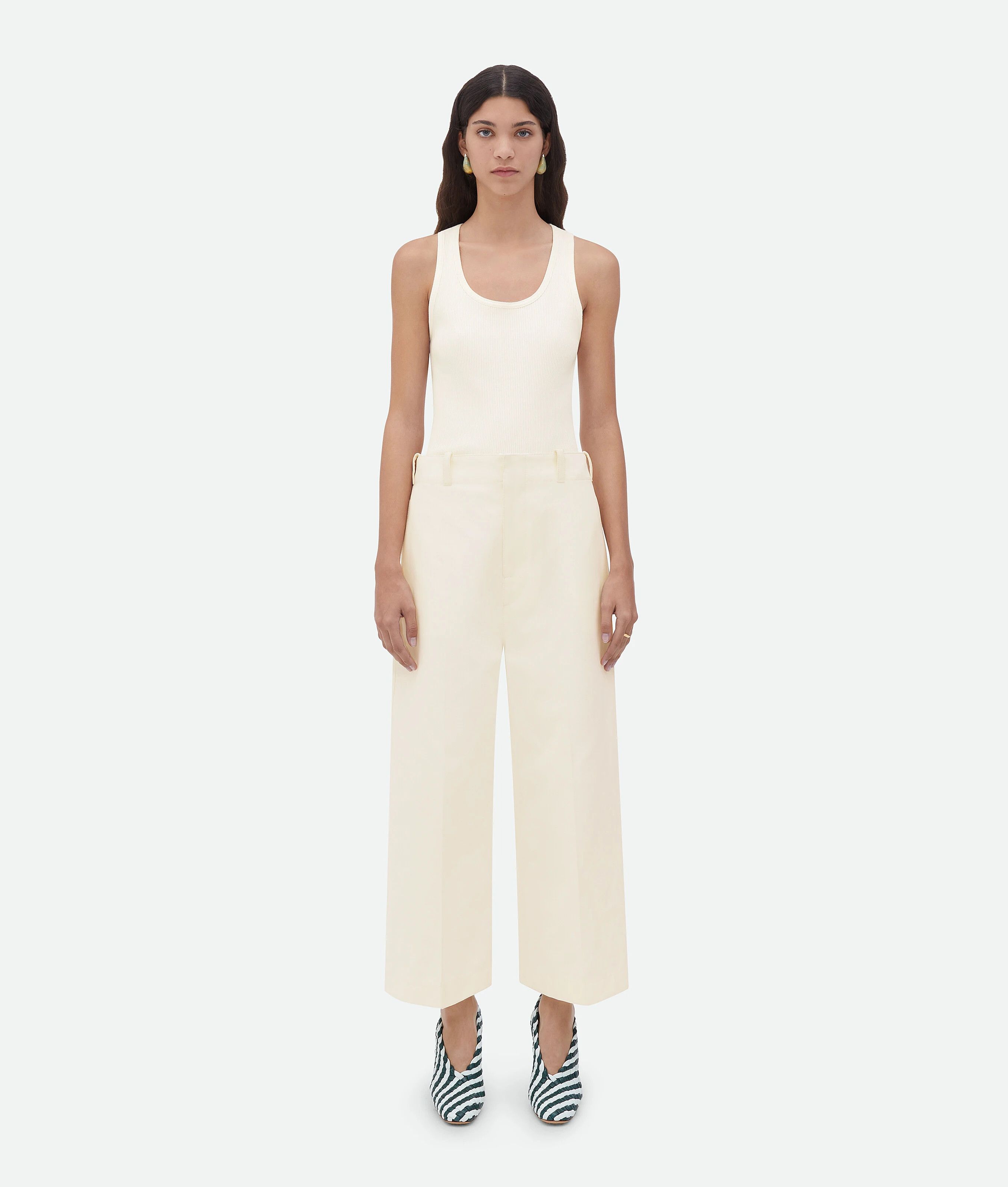 Bottega Veneta o1bcso1str0725 Cotton Twill Culotte Trousers in Ivory Size 26" / US 2 / IT 38 - 1 Thumbnail