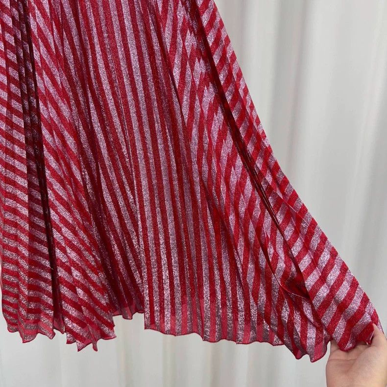 Gucci Gucci White and red shiny silk double-layer pleated skirt Size 26" / US 2 / IT 38 - 4 Thumbnail