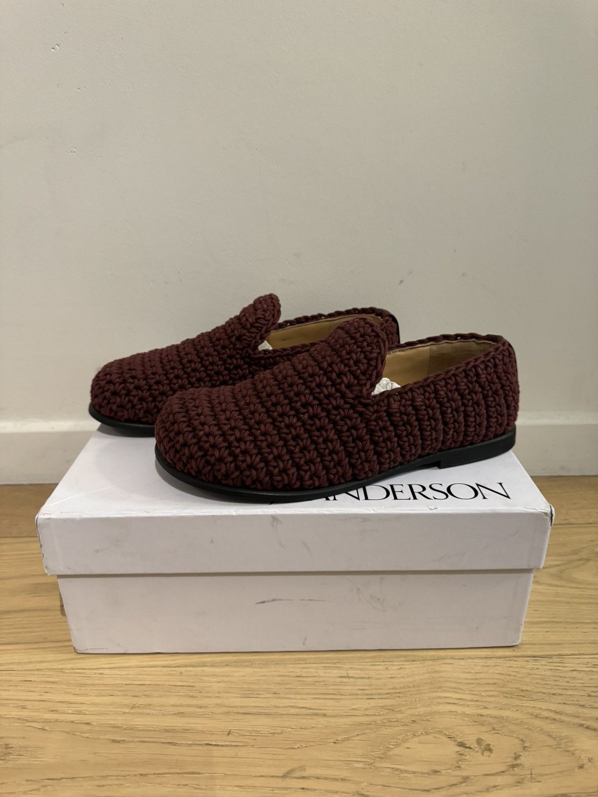 JW Anderson JW Anderson Crochet Cotton Loafers Shoes Moccasin Burgundy Size US 6.5 / IT 36.5 - 1 Thumbnail