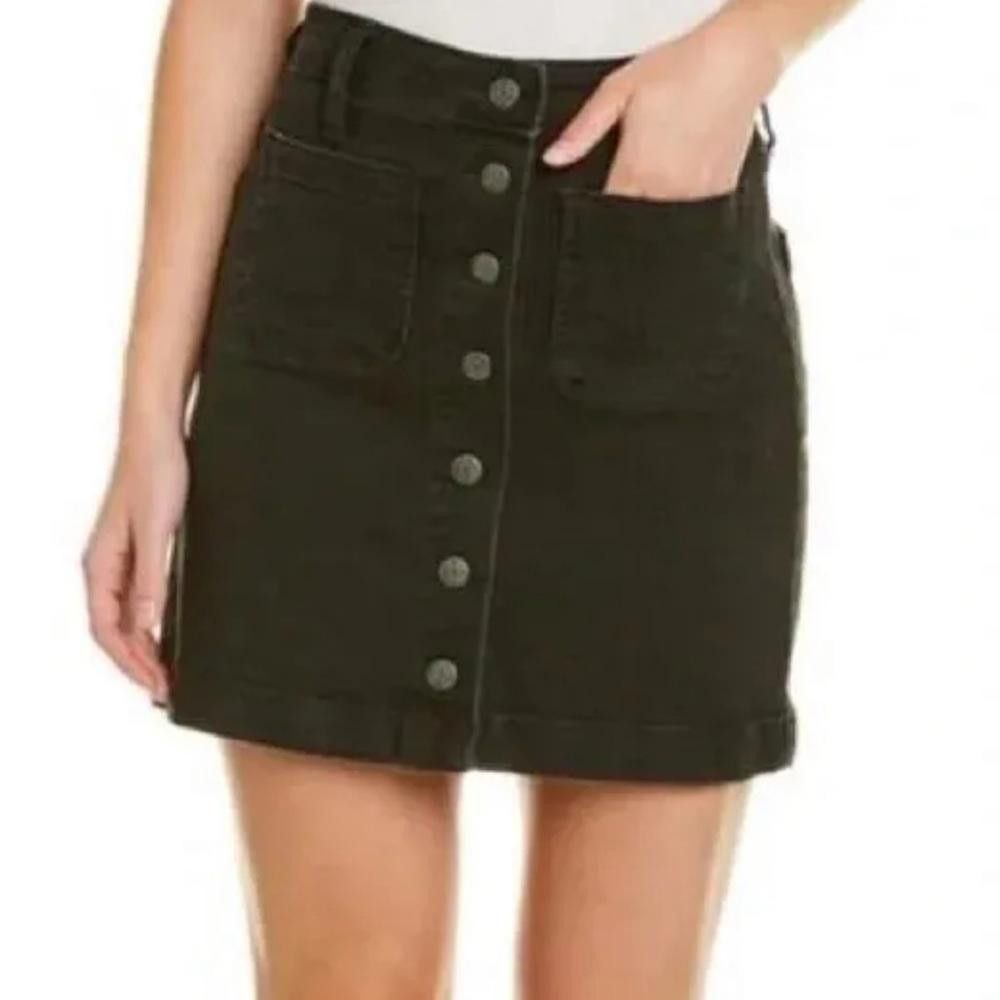 Madewell Madewell l Black Denim Front Button Aline Mini Skirt Size 26 Size 26" / US 2 / IT 38 - 1 Thumbnail