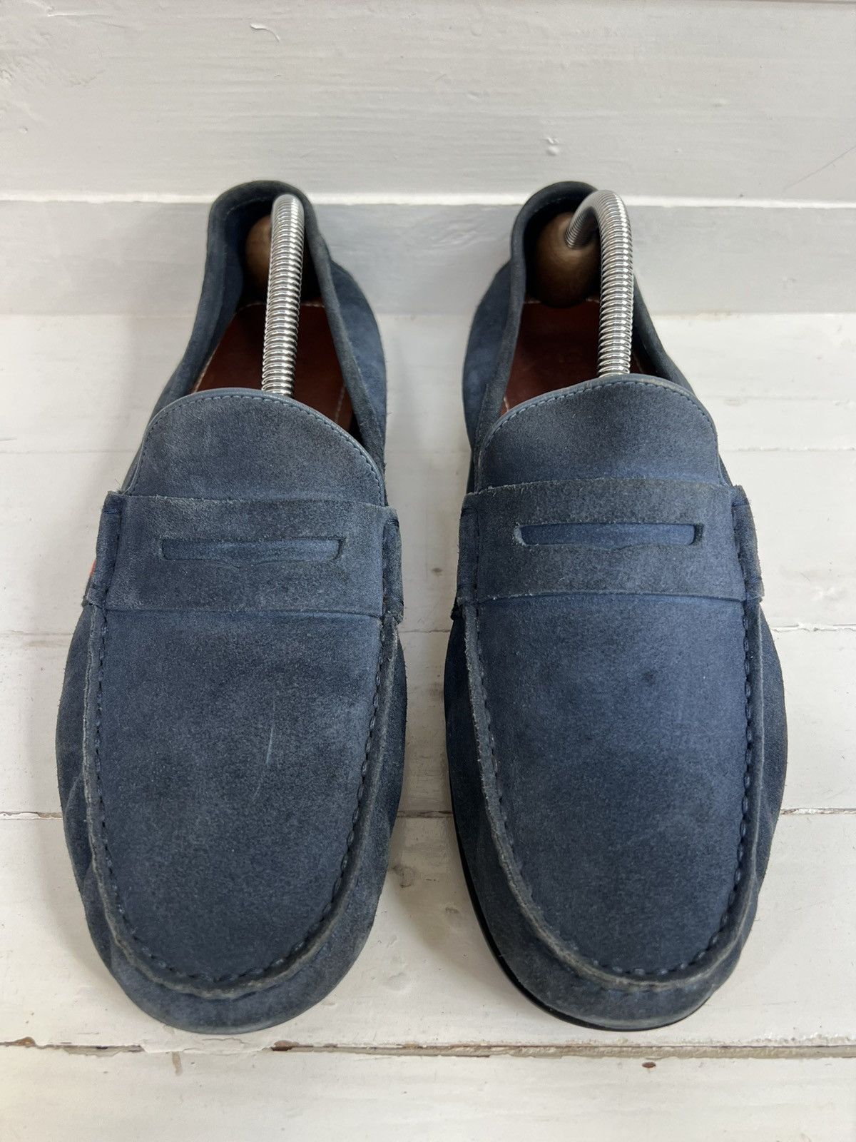 Gucci Men's Gucci Blue Suede Web Accent Loafers Size US 9 / EU 42 - 5 Thumbnail