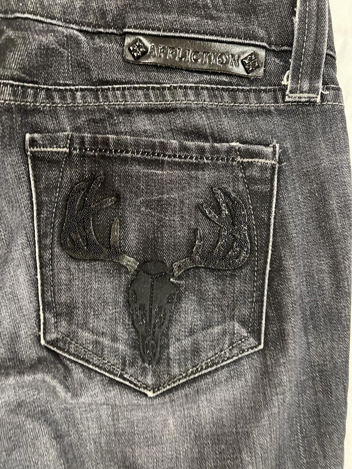 Affliction Affliction Bianca Y2K Black Skinny Jeans Deer Skull Gothic Size 25" / US 0 / IT 36 - 7 Thumbnail