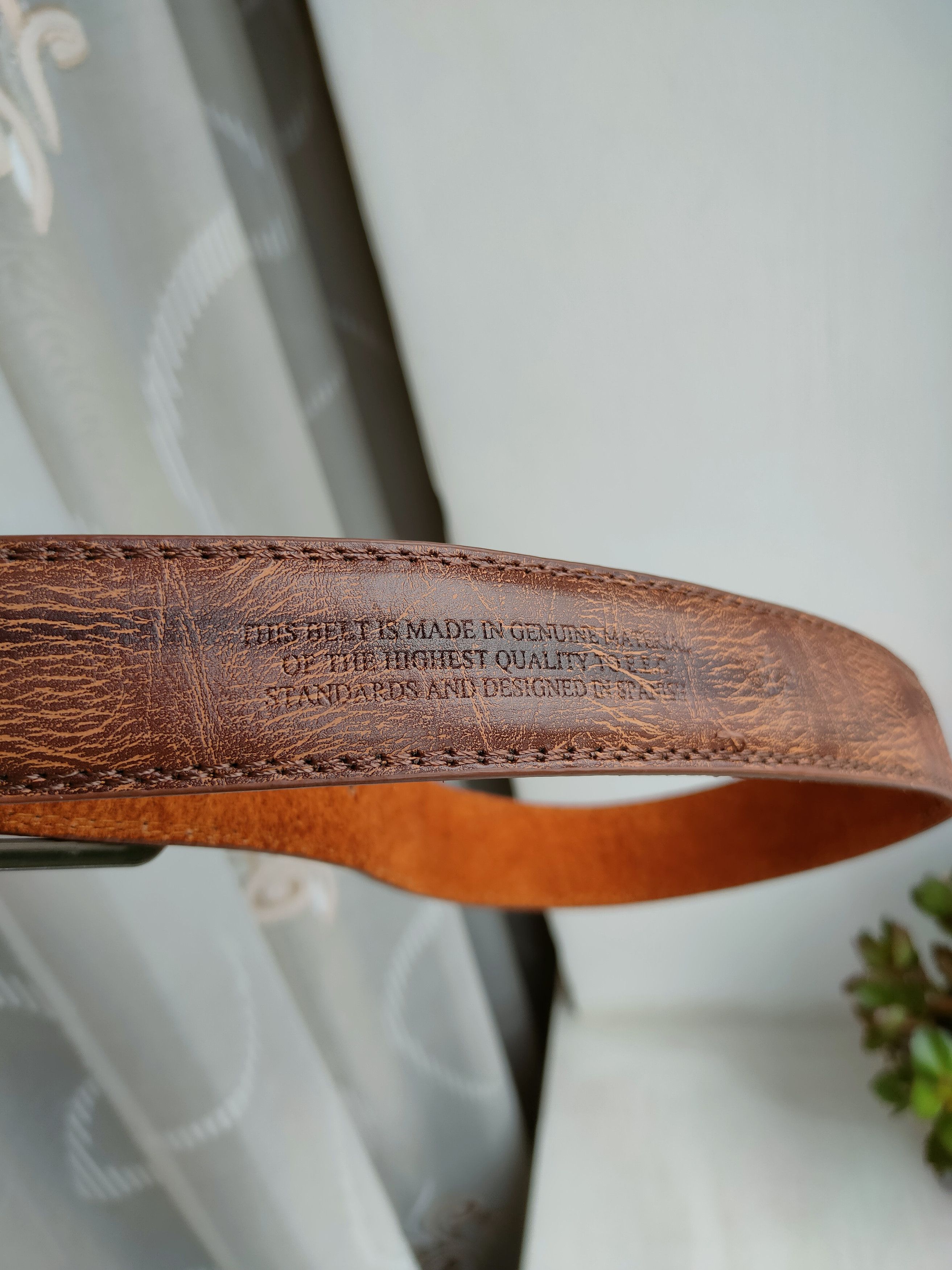 Genuine Leather Vintage Leather Belt Eagle Italy Design Men's Leather Belt Size ONE SIZE - 6 Thumbnail
