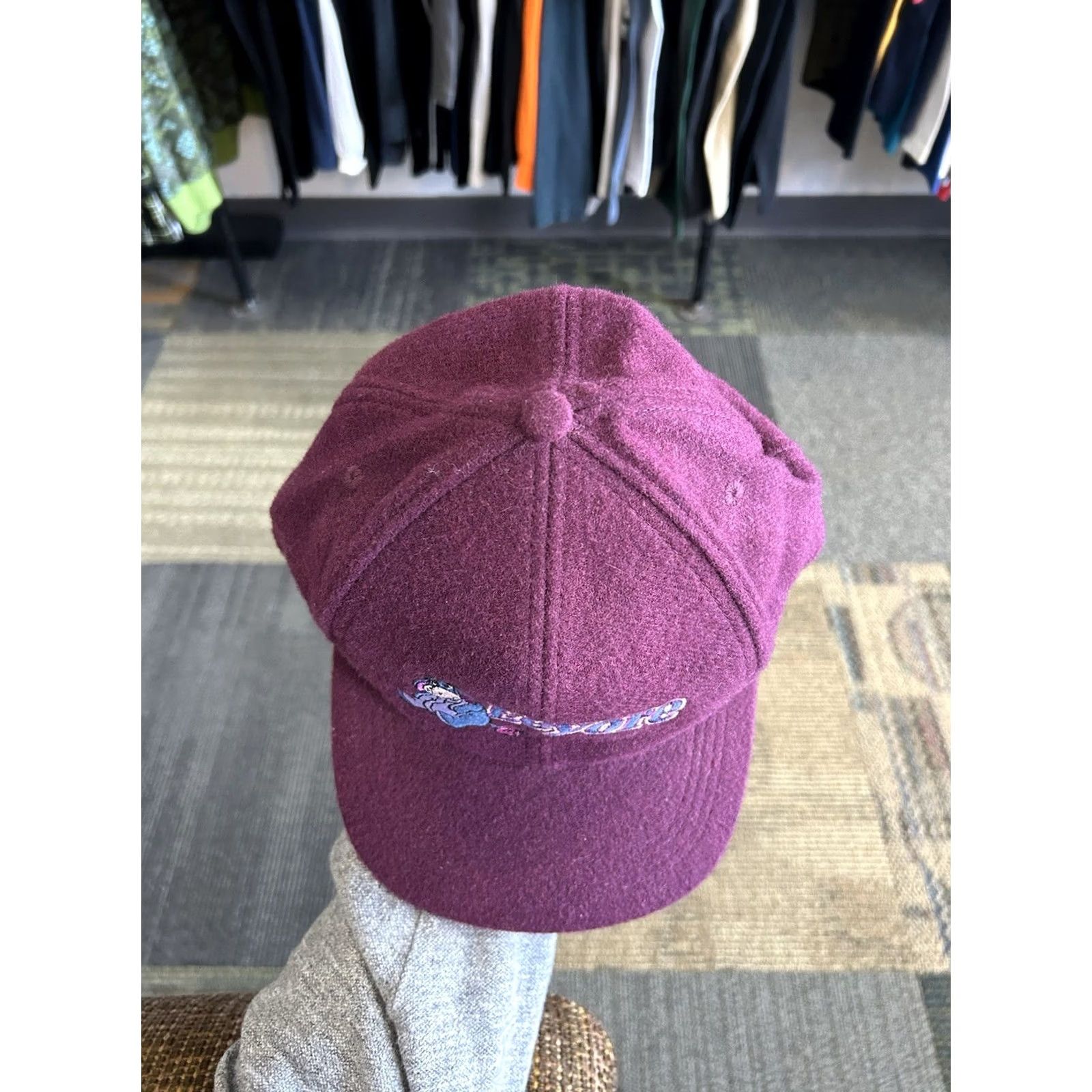 Disney VINTAGE Disney Eeyore Strapback Hat Cap Wool Felt Adult Adjustable Unisex 90s Disney Store Baseball Cap Purple Size ONE SIZE - 3 Thumbnail