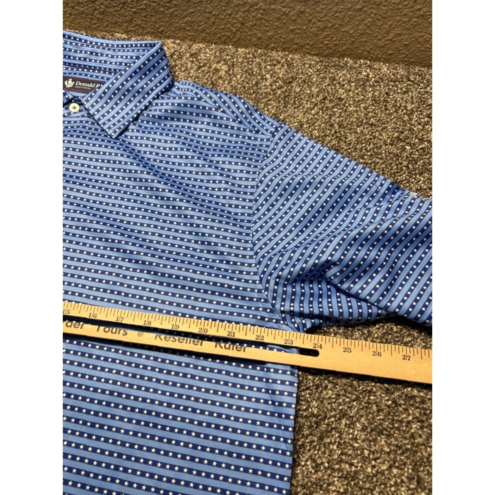 Vintage Donald Ross Polo Men Medium Stars Stripes Golf Shirt USA Blue All Over Print AOP Size US M / EU 48-50 / 2 - 7 Thumbnail