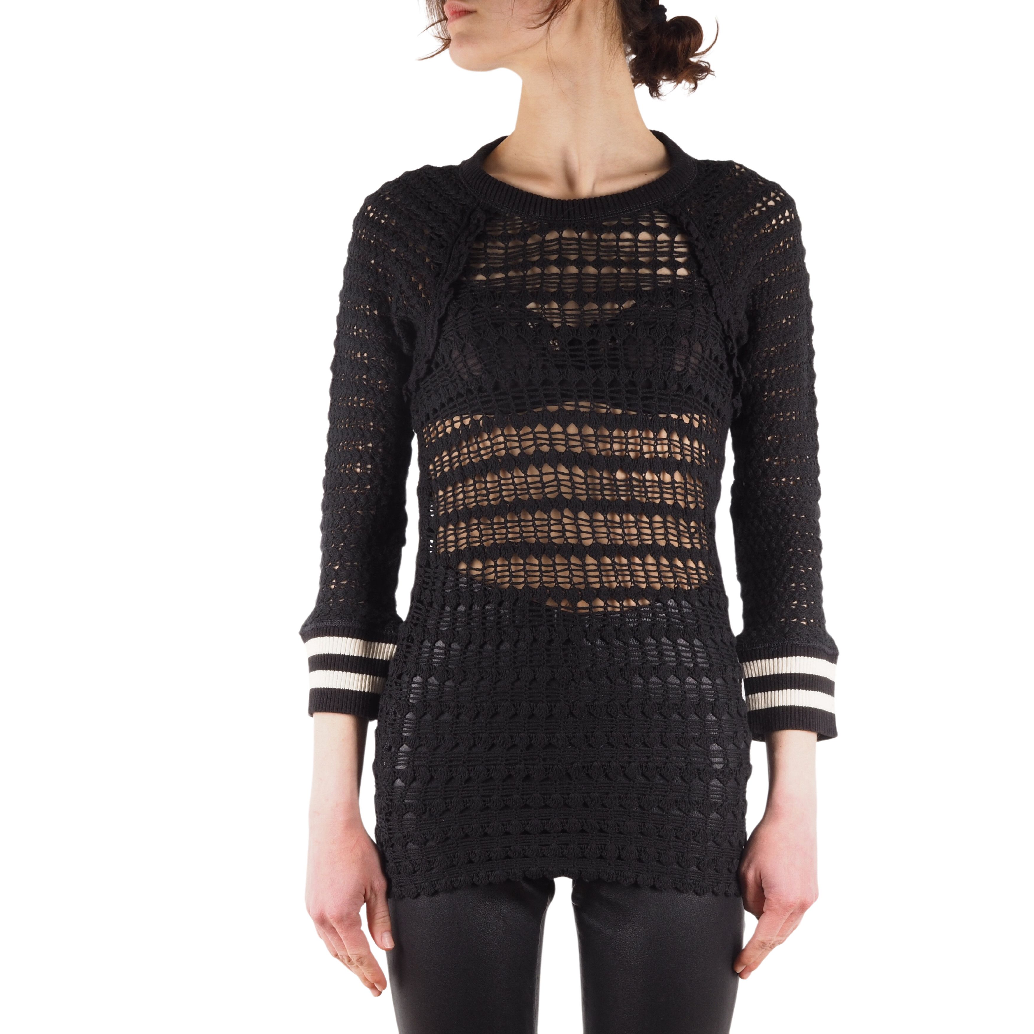 Isabel Marant × Isabel Marant Etoile Isabel Marant Etoile Black Open Knit Sheer Sweater Top Tunic Size S / US 4 / IT 40 - 1 Thumbnail
