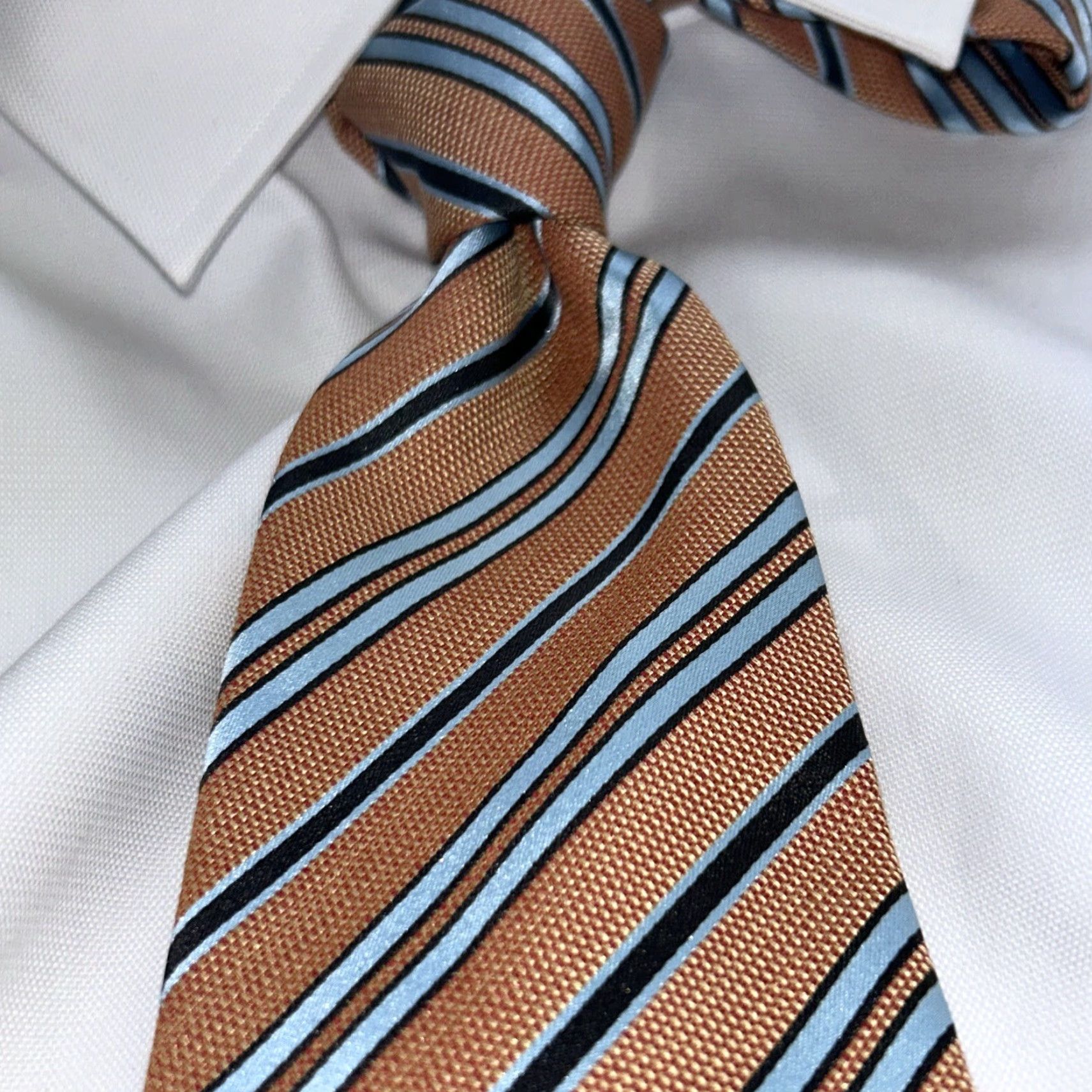 Ermenegildo Zegna Ermenegildo Zegna Italian Silk Tie Rare Color Combo Striped Design Size ONE SIZE - 6 Thumbnail