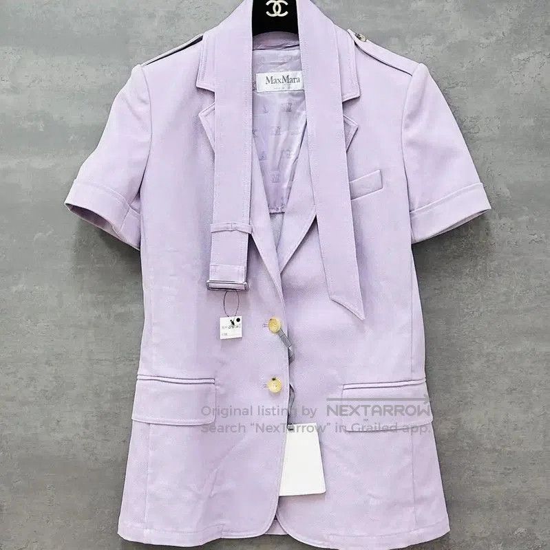 Max Mara MaxMara Summer Purple Cotton Short Sleeve Cardigan . Size S / US 4 / IT 40 - 1 Thumbnail