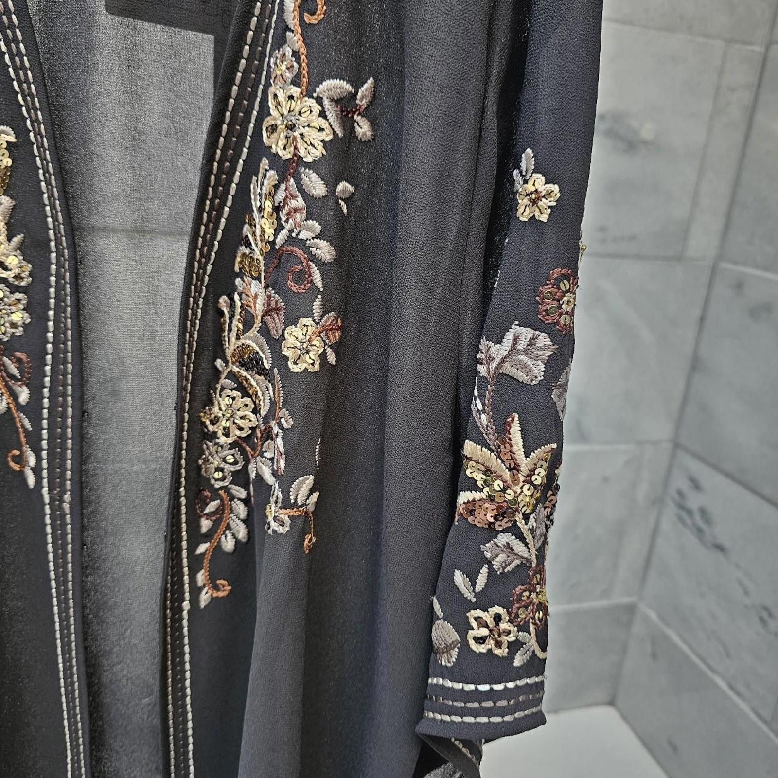 Coldwater Creek Coldwater Creek Women's Black and Gold Beaded Kimono Size XL / US 12-14 / IT 48-50 - 3 Thumbnail