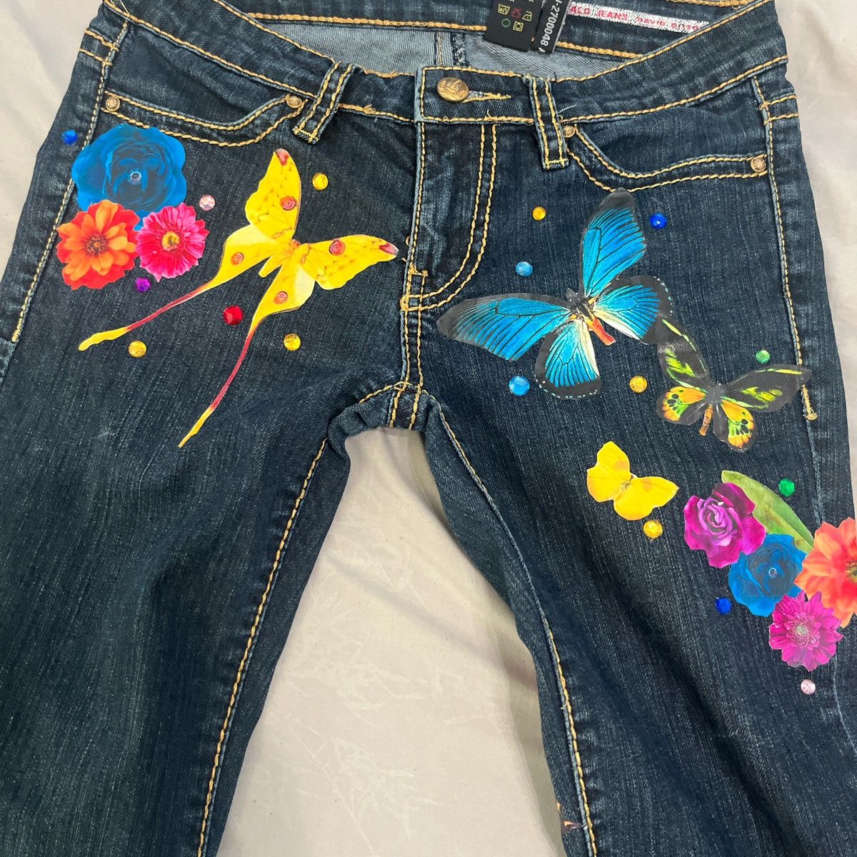 Vintage Rare butterfly jeans Size 26" / US 2 / IT 38 - 6 Thumbnail