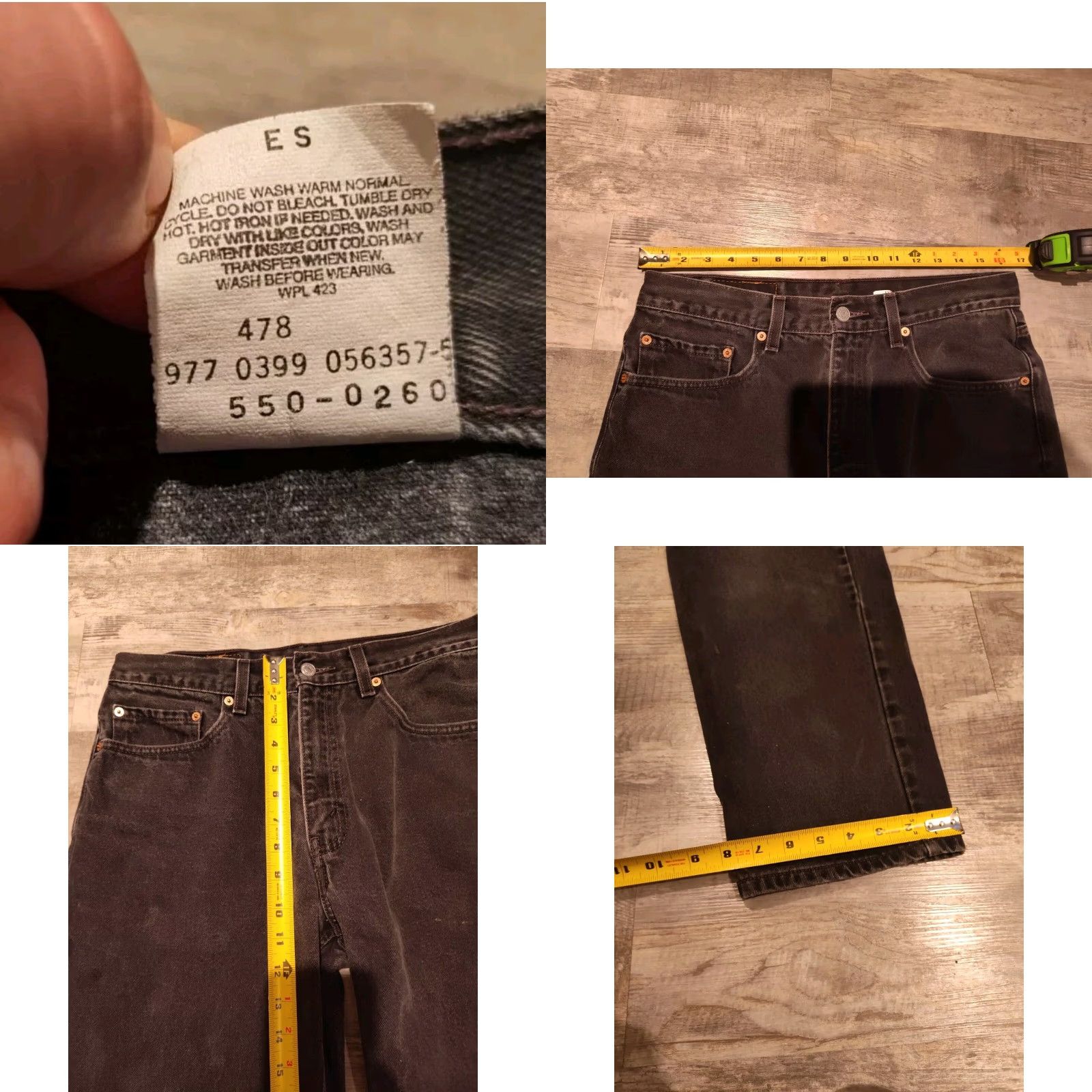 Levi's VINTAGE Levi's Jeans Mens 33x31 Black Denim 550 Relaxed Fit Pants 90s Cowboy Grunge Retro USA Mens Size US 33 - 8 Thumbnail