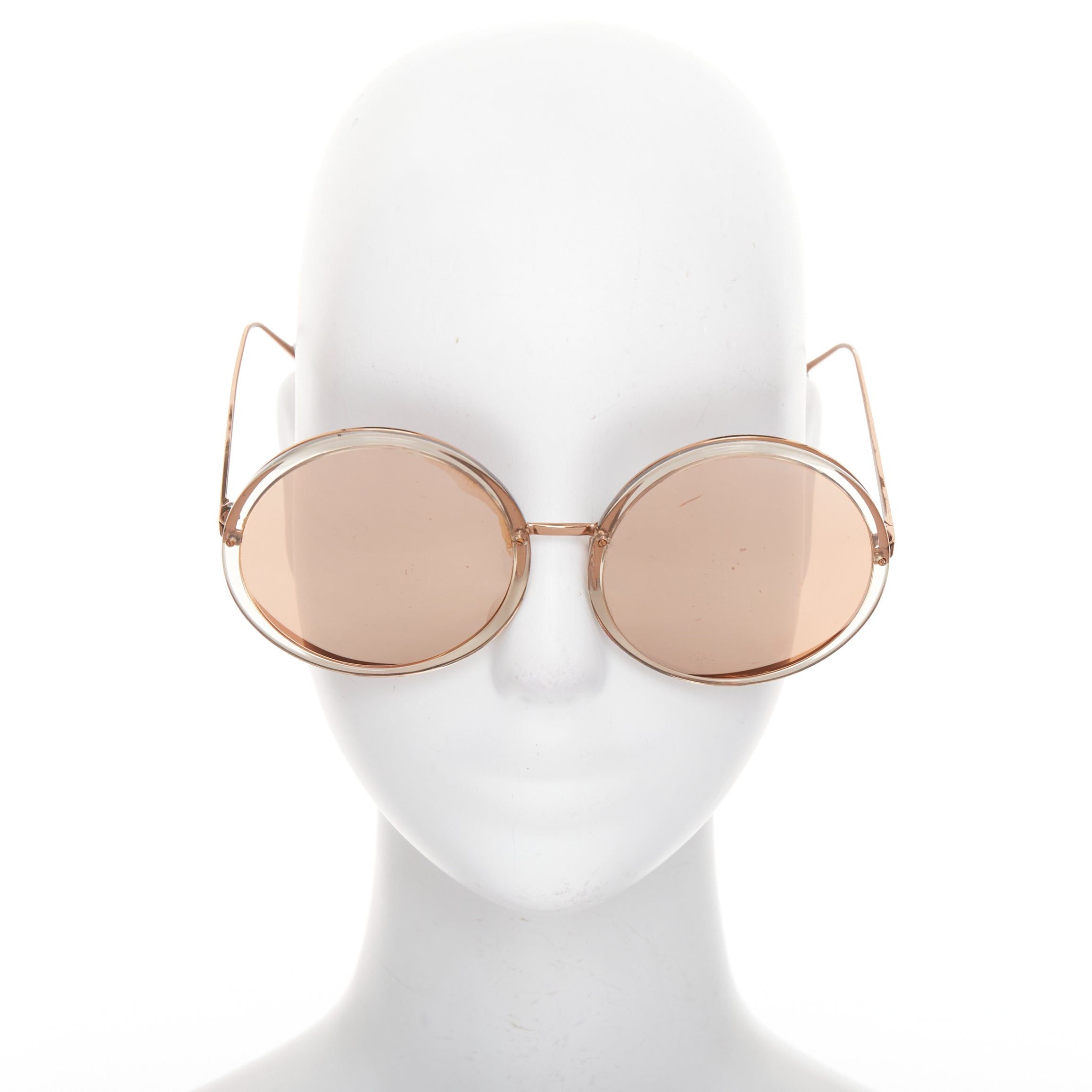 Linda Farrow LINDA FARROW LFL4579 rose gold brown ombre clear frame oversized round sunglasses Size ONE SIZE - 1 Thumbnail