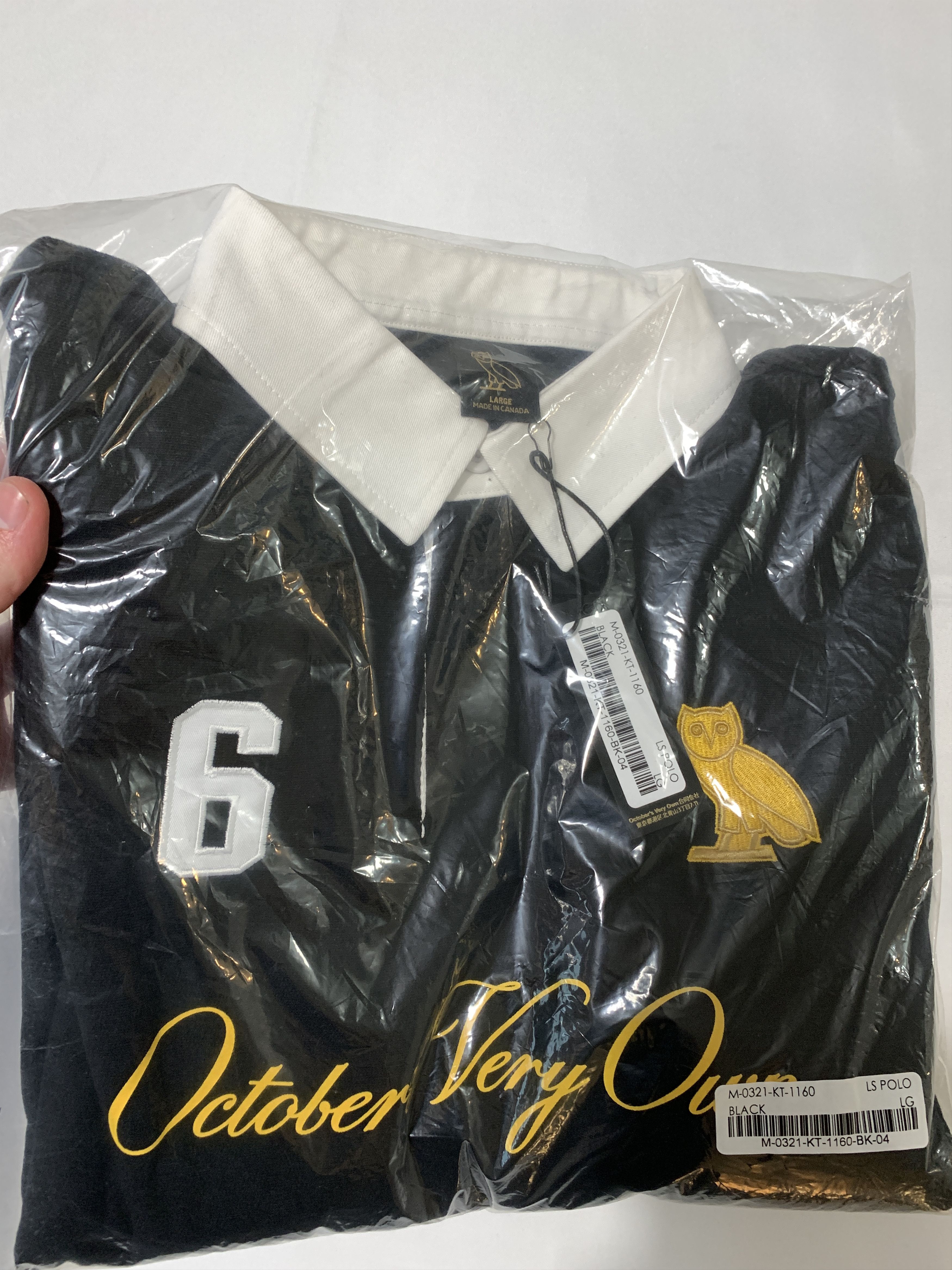 Drake OVO GRAPHIC FLEECE RUGBY POLO - BLACK Large Size US L / EU 52-54 / 3 - 6 Thumbnail