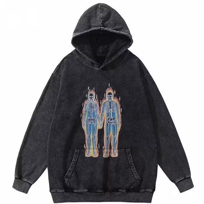 Japanese Brand × Vintage Washed Streetwear hoodie Skeleton Love Oversize Size US M / EU 48-50 / 2 - 1 Thumbnail